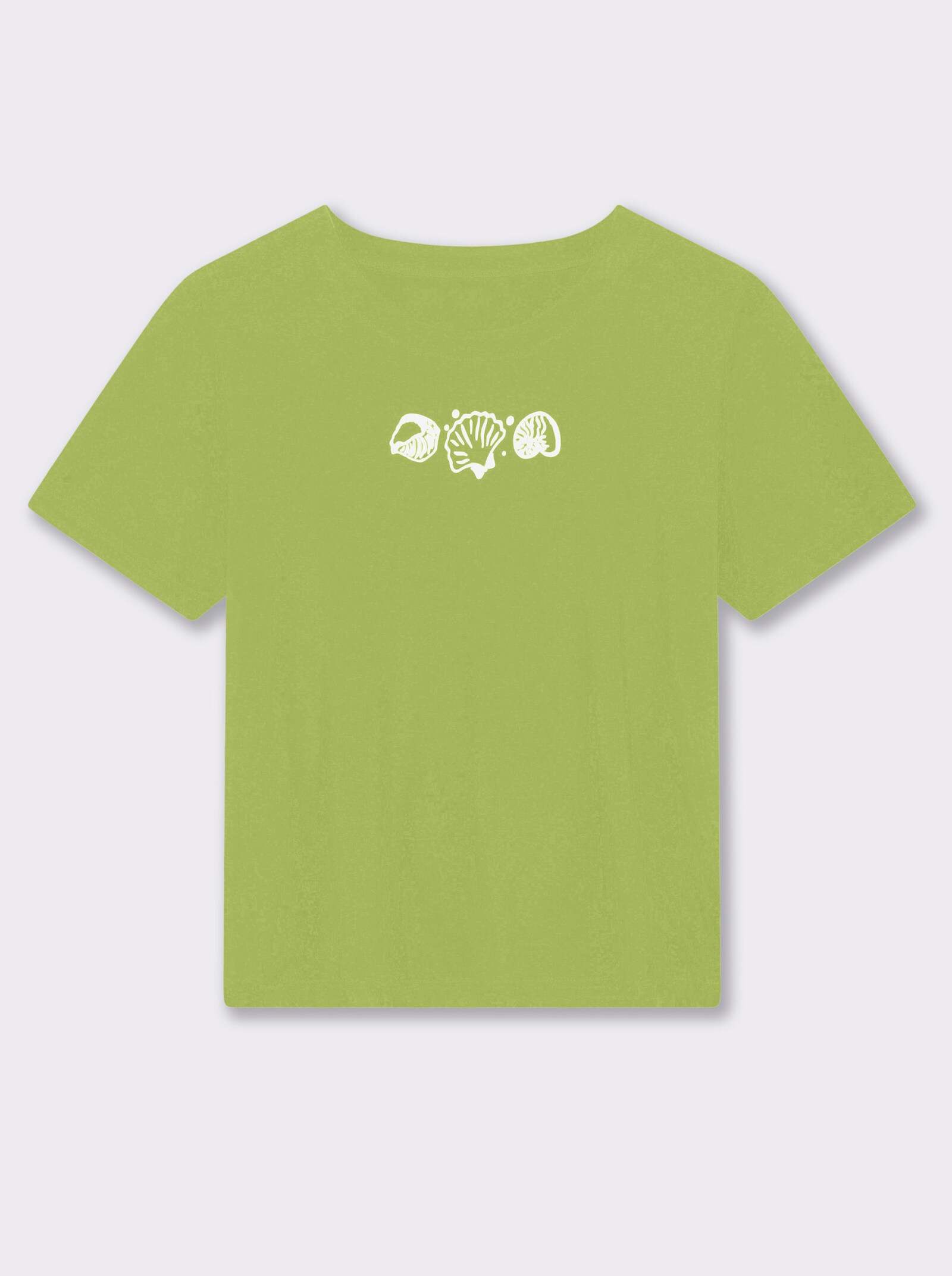 Kurzarmshirt mit Muschel-Druck - pistazie