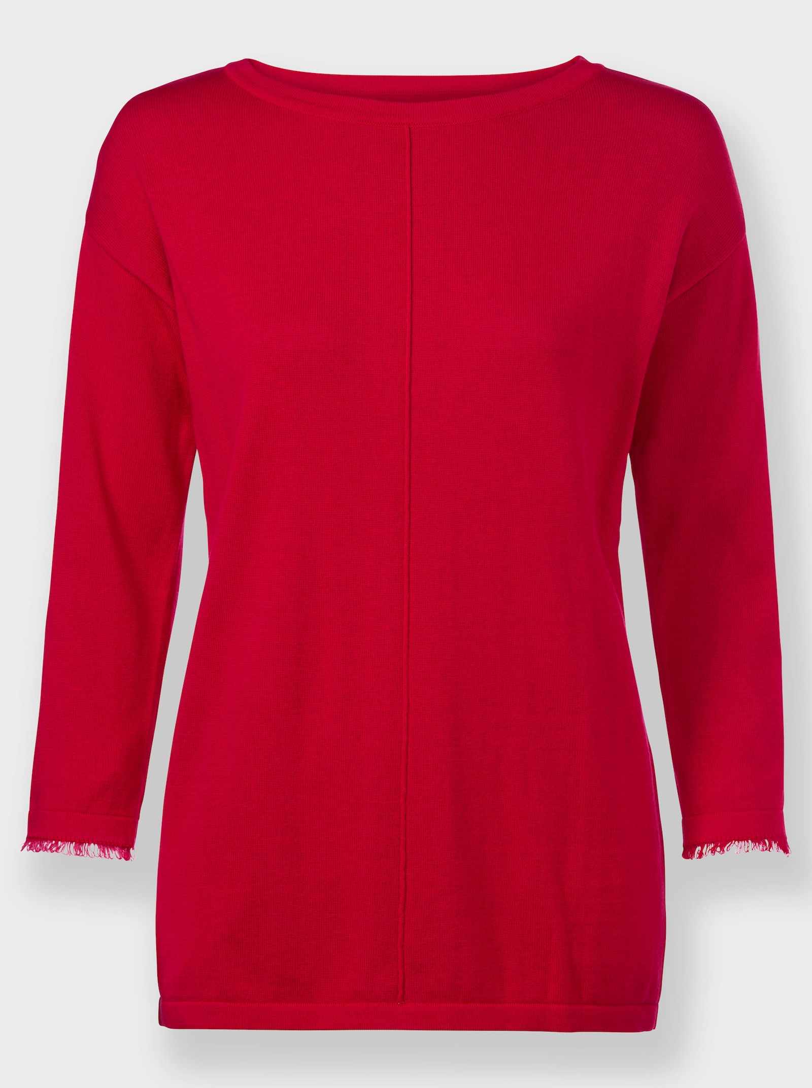 heine Feinstrickpullover mit Fransen an den Ärmeln - rot