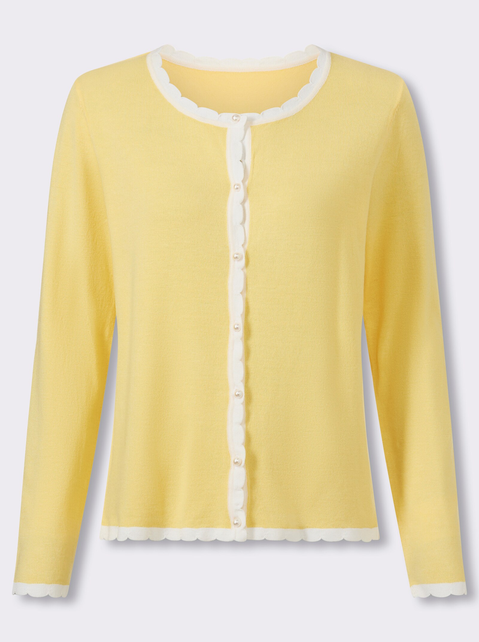Cardigan mit Kontrast-Details - zitrone-ecru