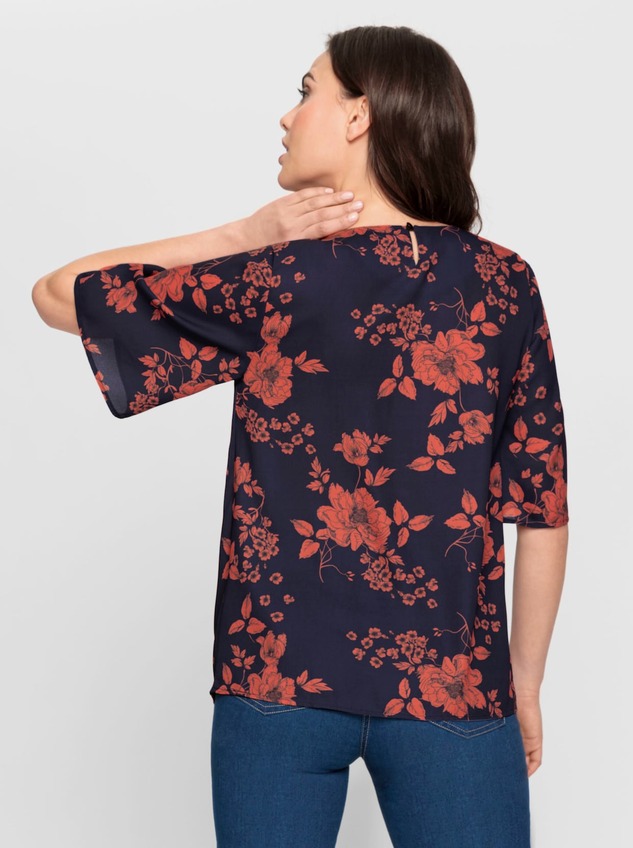 heine Blouse met print - marine/roestrood bedrukt