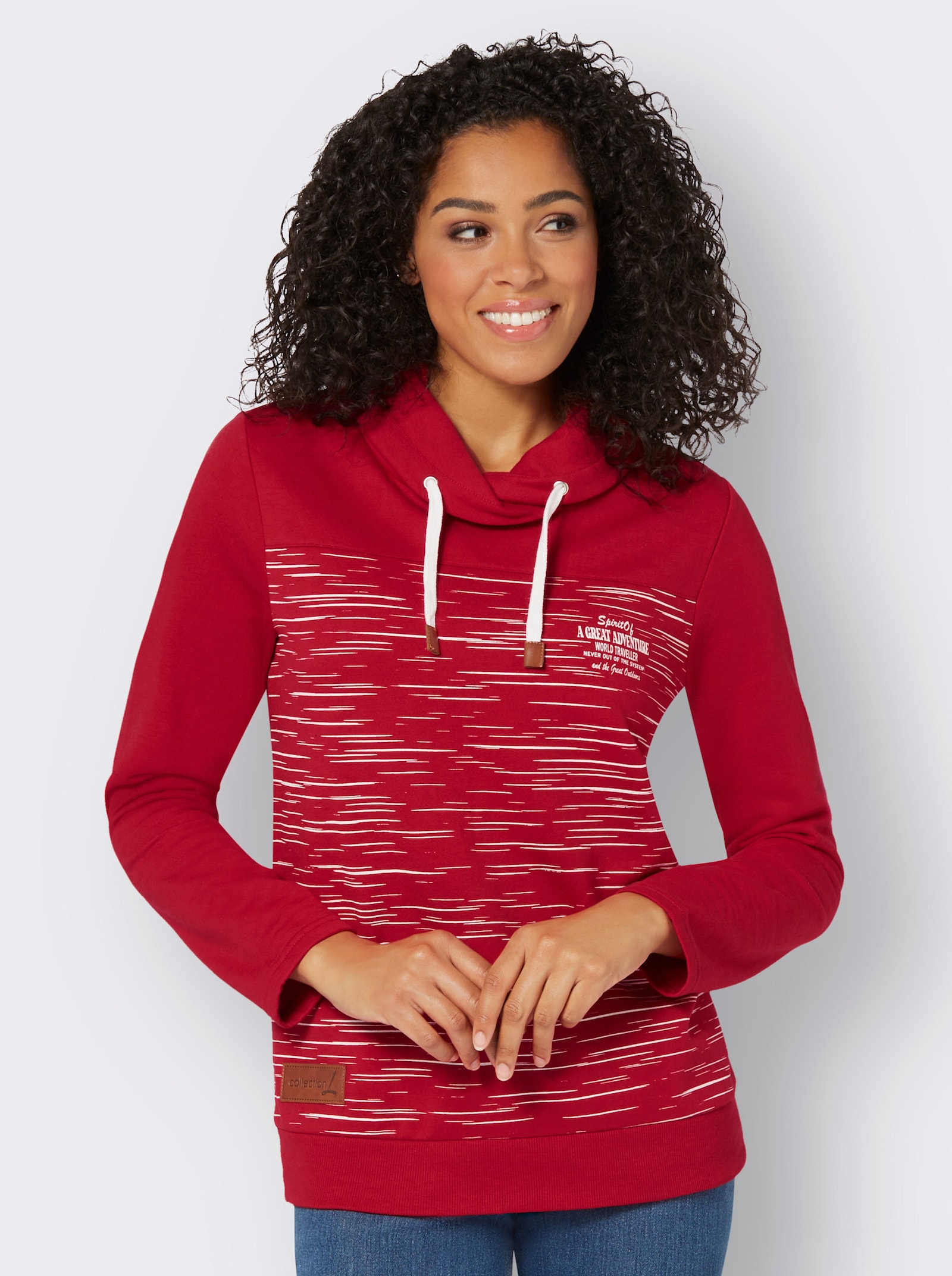 Sweatshirt aus innen angerautem Baumwoll-Mix - rot-bedruckt