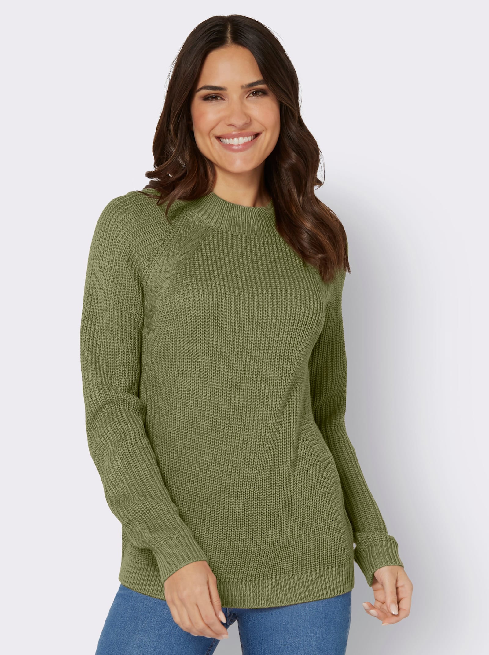 Stehkragenpullover mit Raglan-Ärmeln - schilf