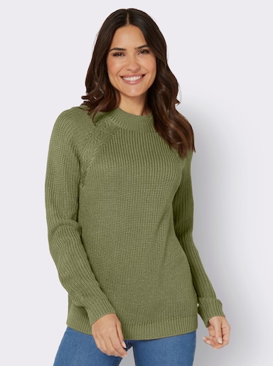 Stehkragenpullover mit Raglan-Ärmeln - schilf