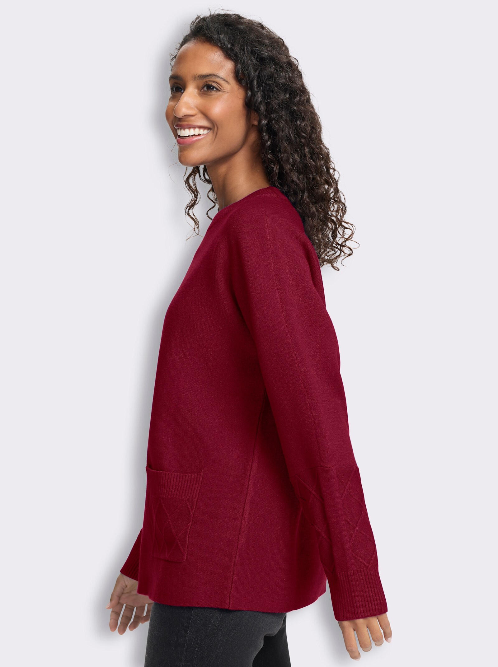 heine Feinstrickpullover mit Taschen - kirsche