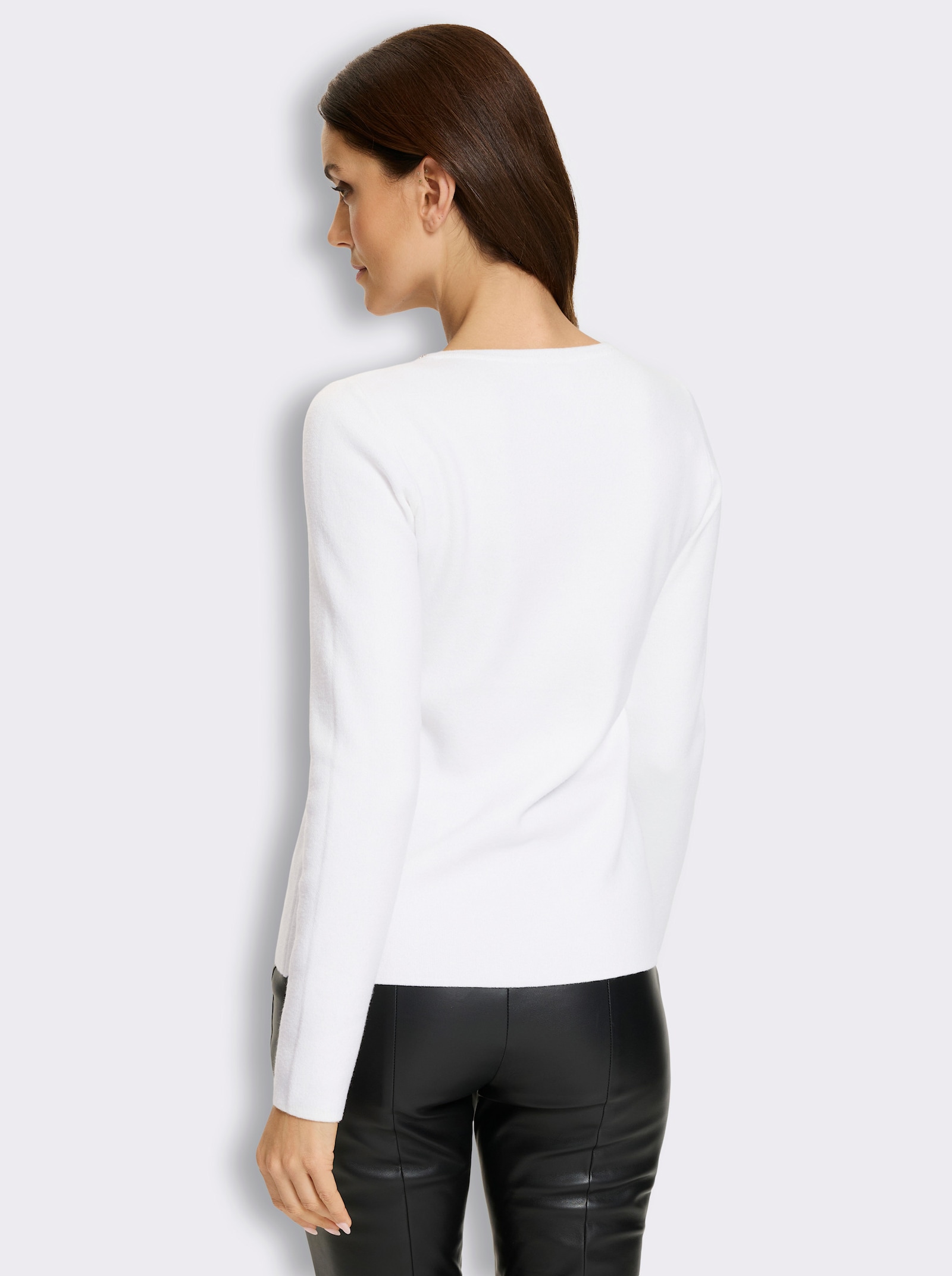 heine Langarm-Pullover mit Glitzersteinchen-Verzierung - ecru