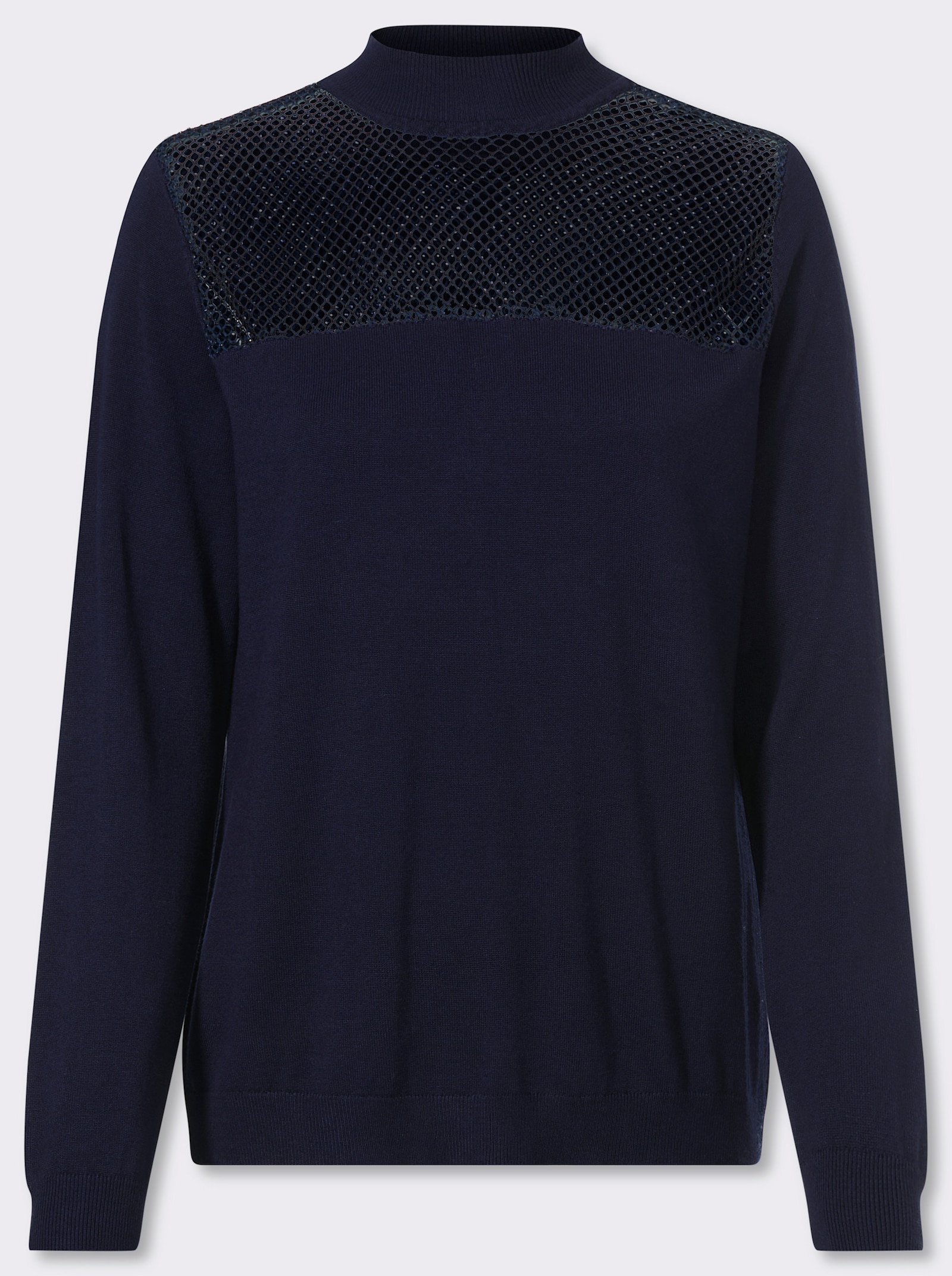 heine Pullover met lange mouwen en netinzet - marine