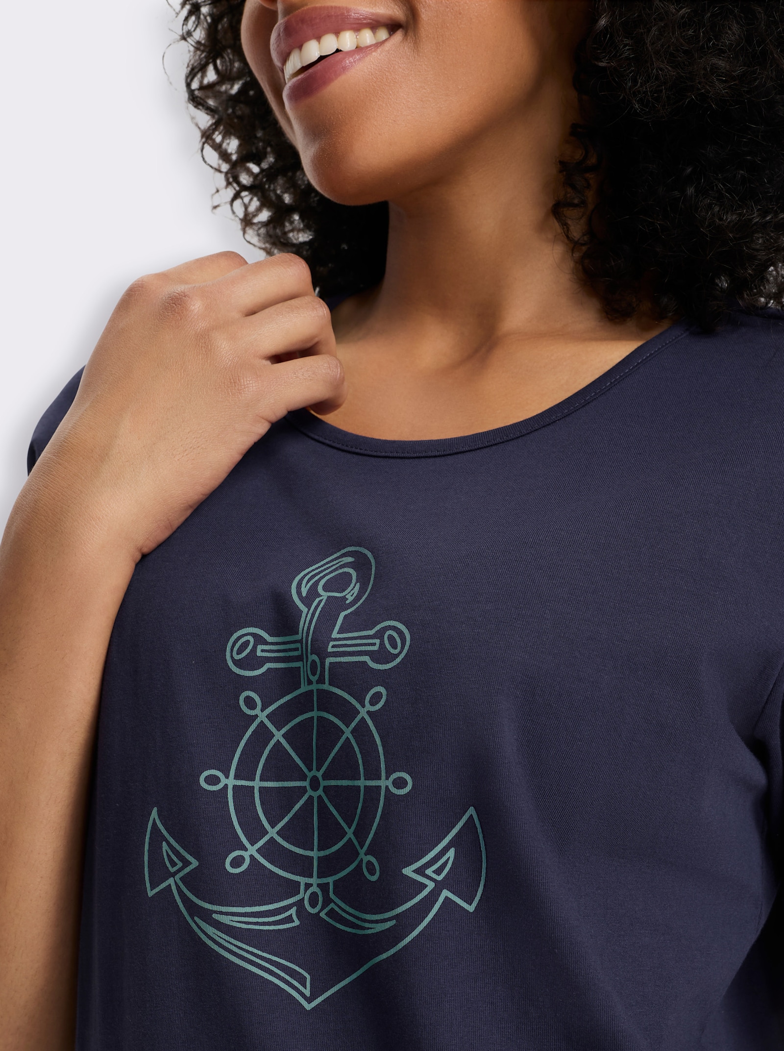 Shirt met korte mouwen en ankermotief - marine
