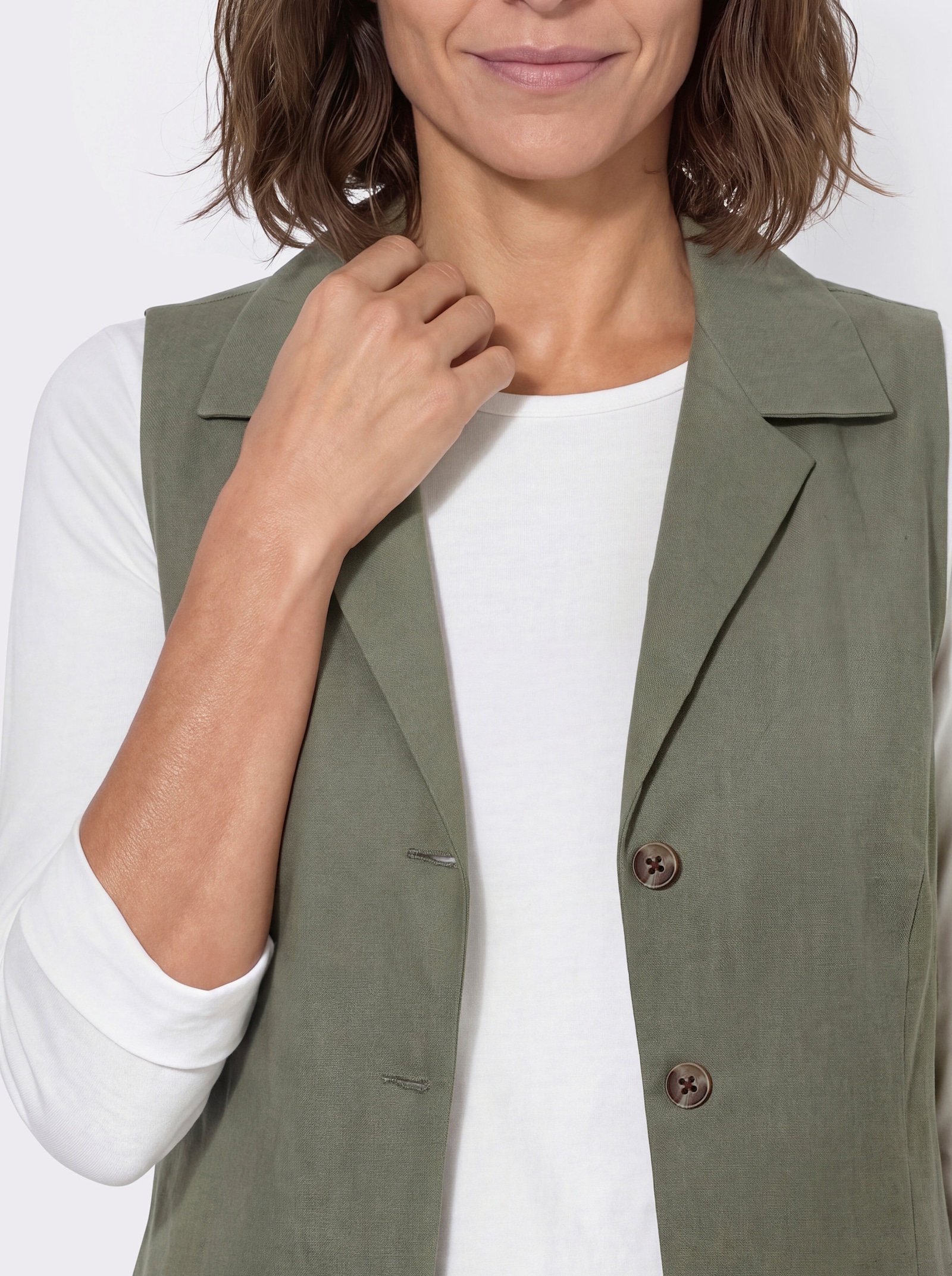 Weste mit Leinen-Anteil - khaki