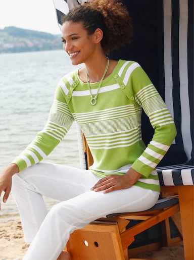 Gestreepte pullover - kiwi/wit gestreept