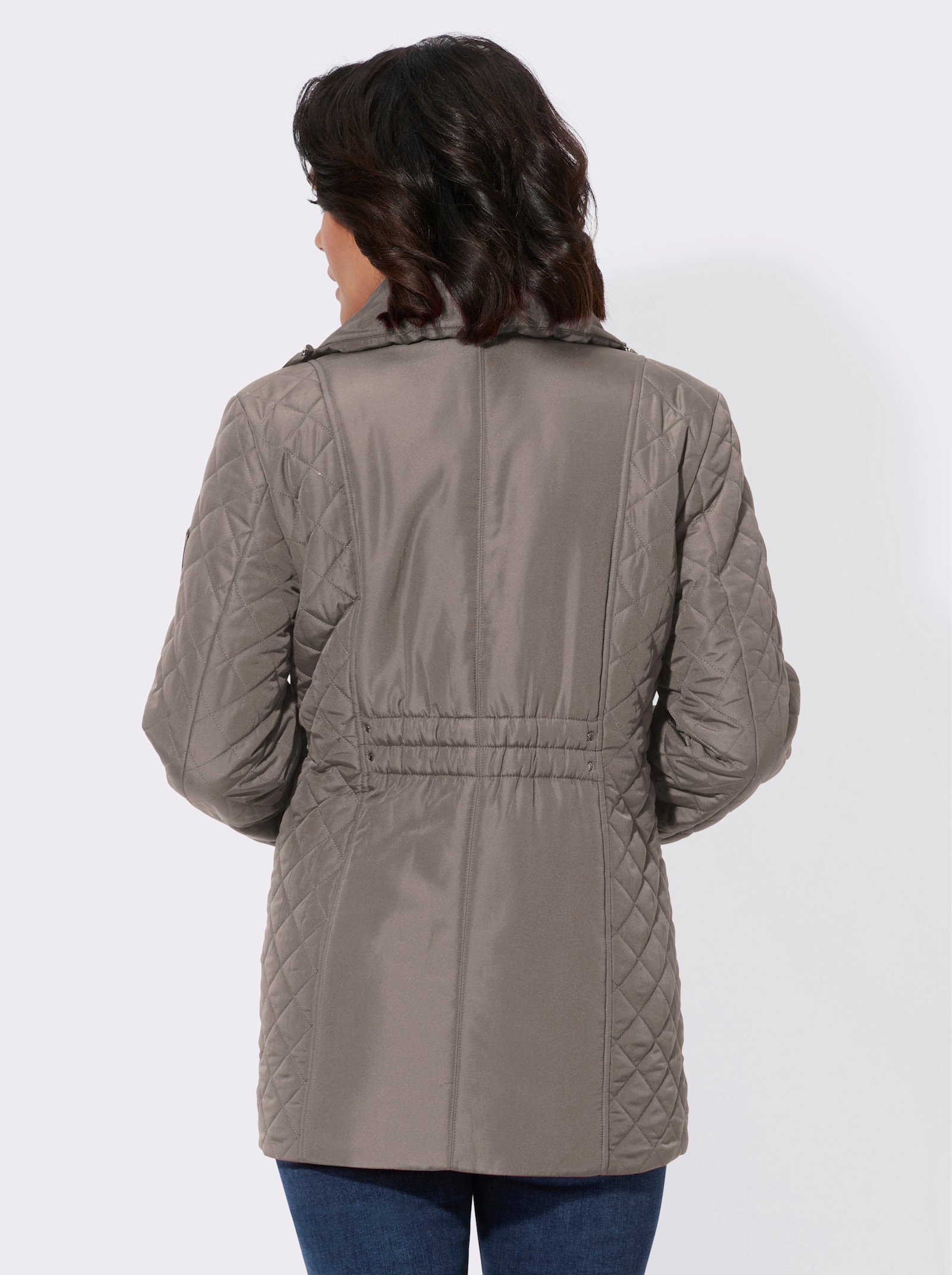 Steppjacke mit aufgesetzten Pattentaschen - taupe