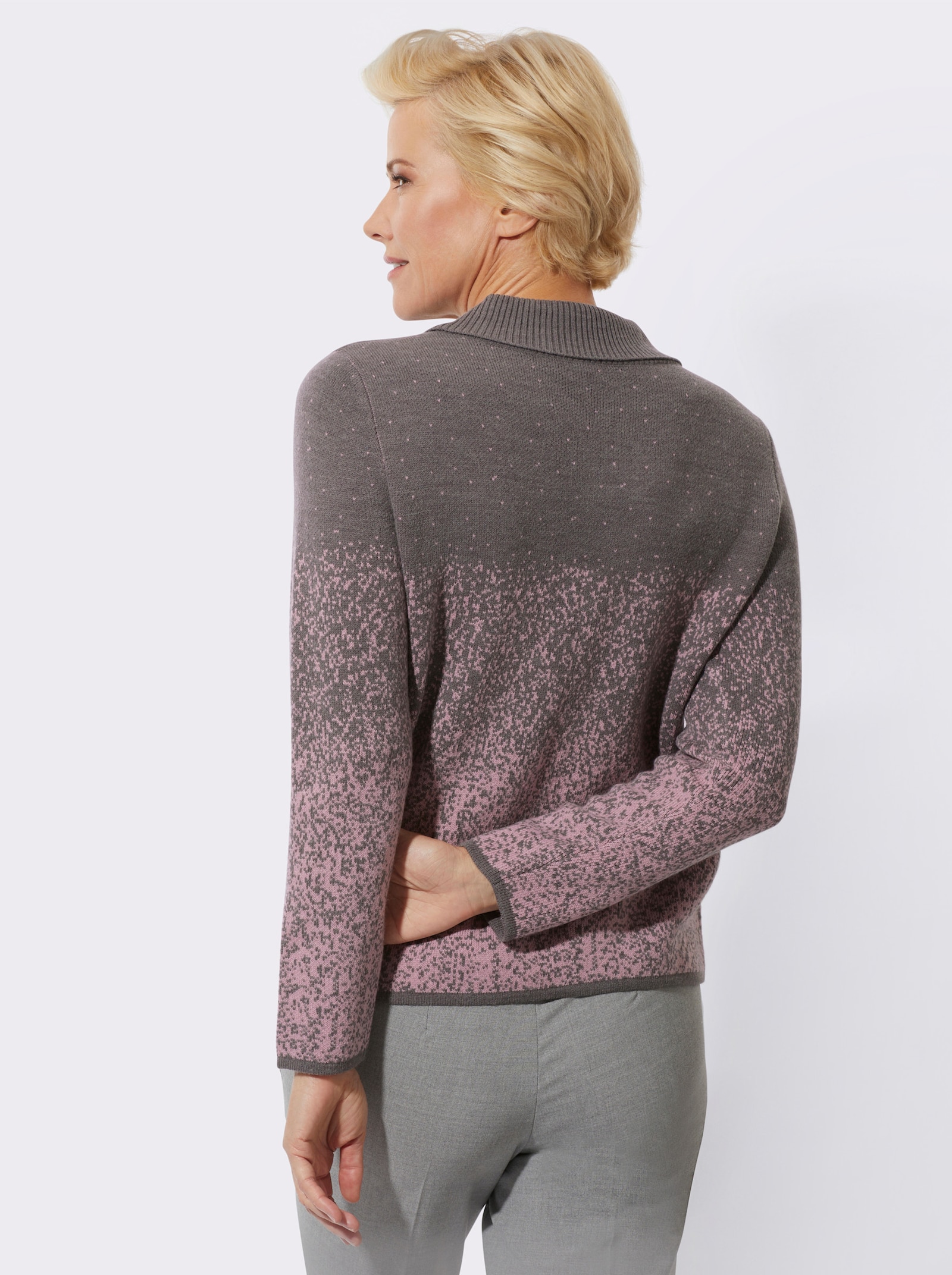 Langarm-Pullover mit Farbverlauf - anthrazit-mauve-gemustert