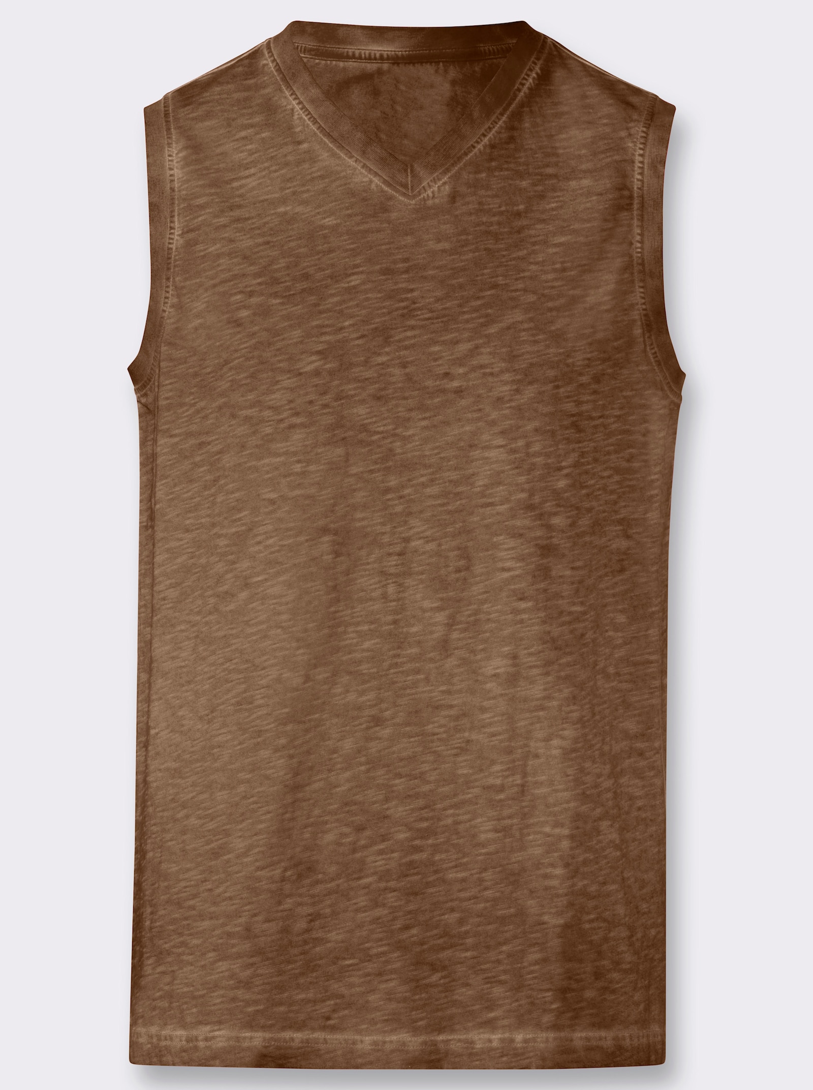 V-Shirt ärmellos, aus Baumwolle - braun