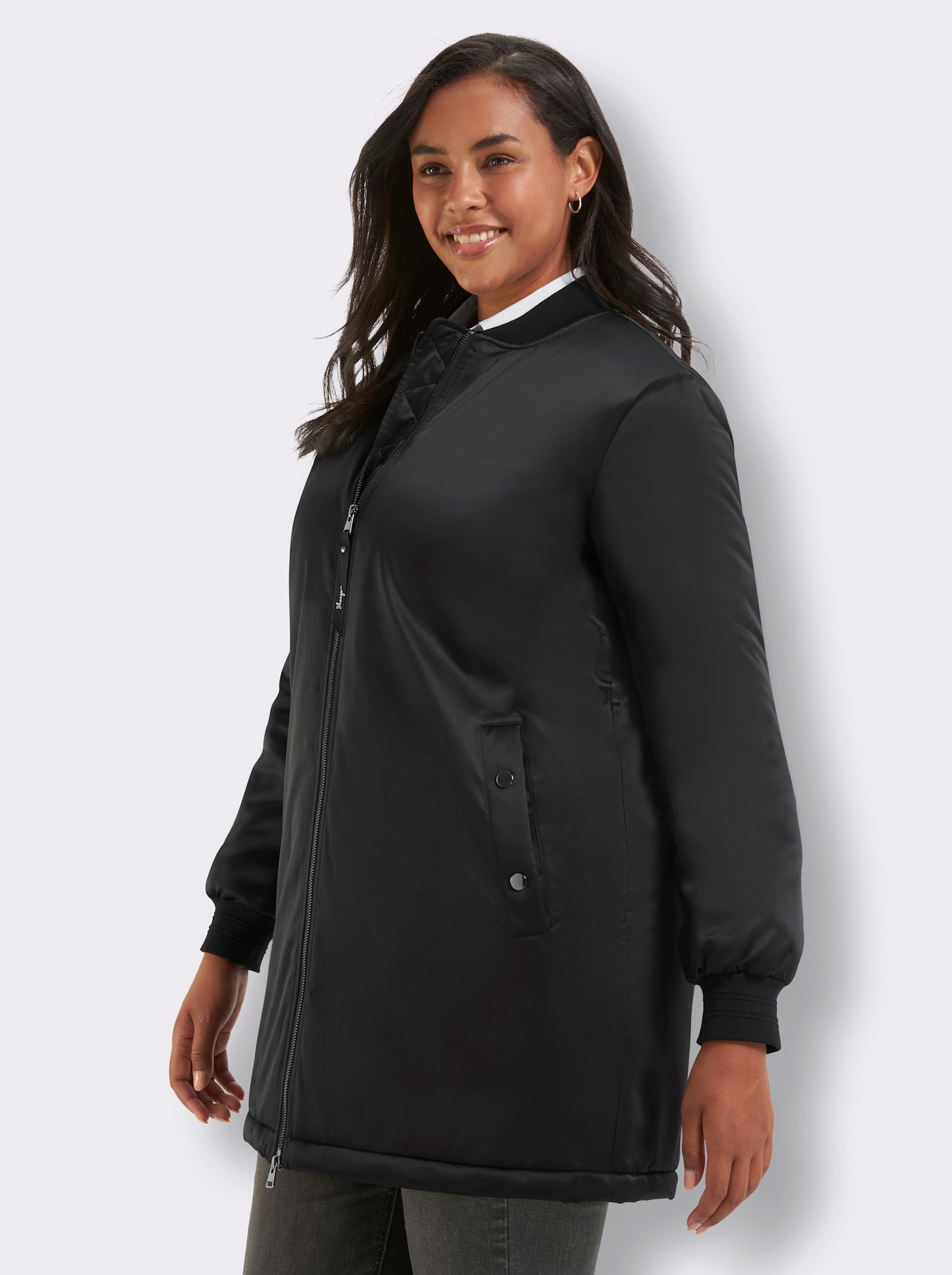 sheego Blouson in verlängerter Form - schwarz