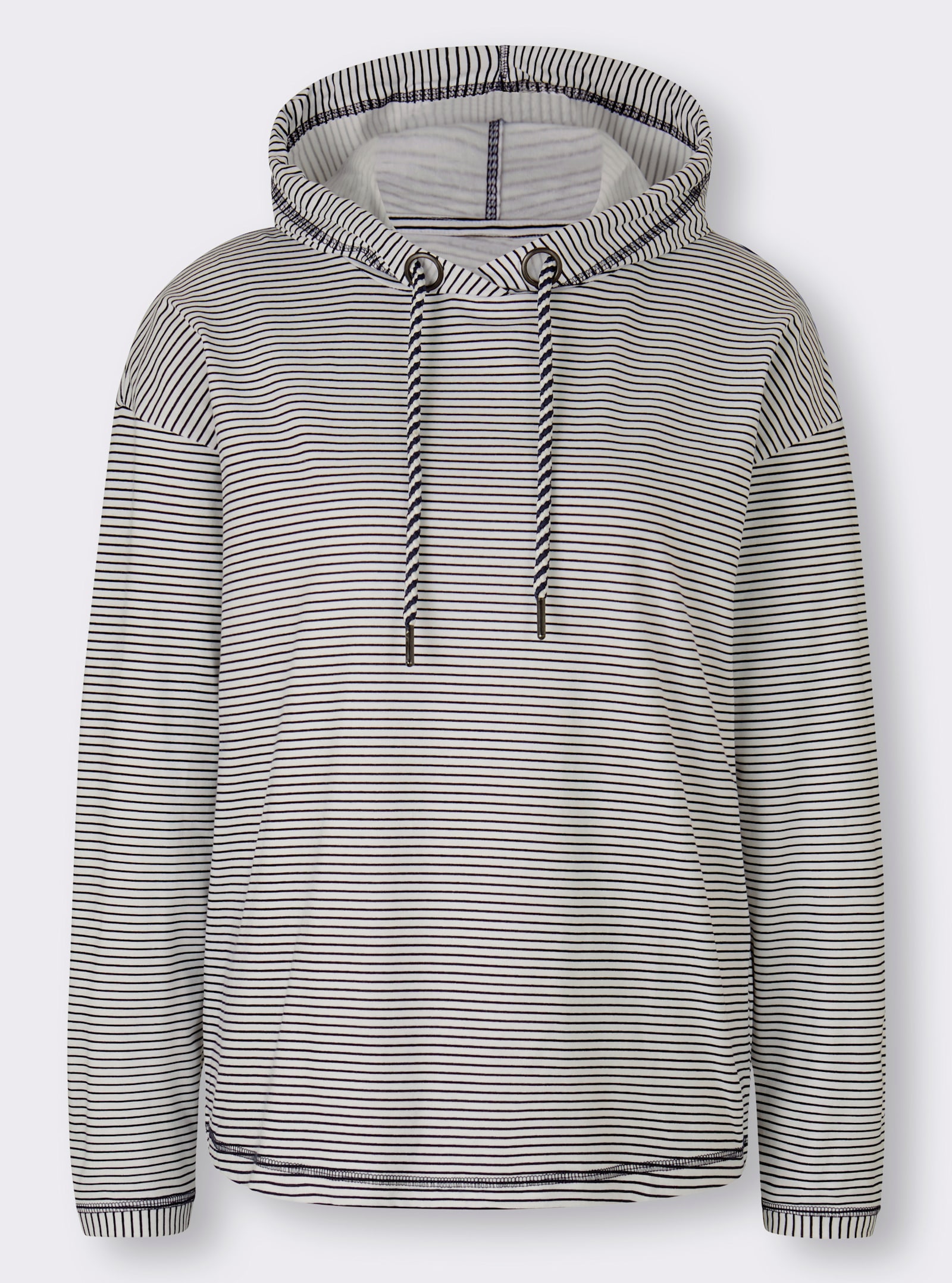 heine Kapuzenshirt in Ringel-Optik - marine-weiß-bedruckt