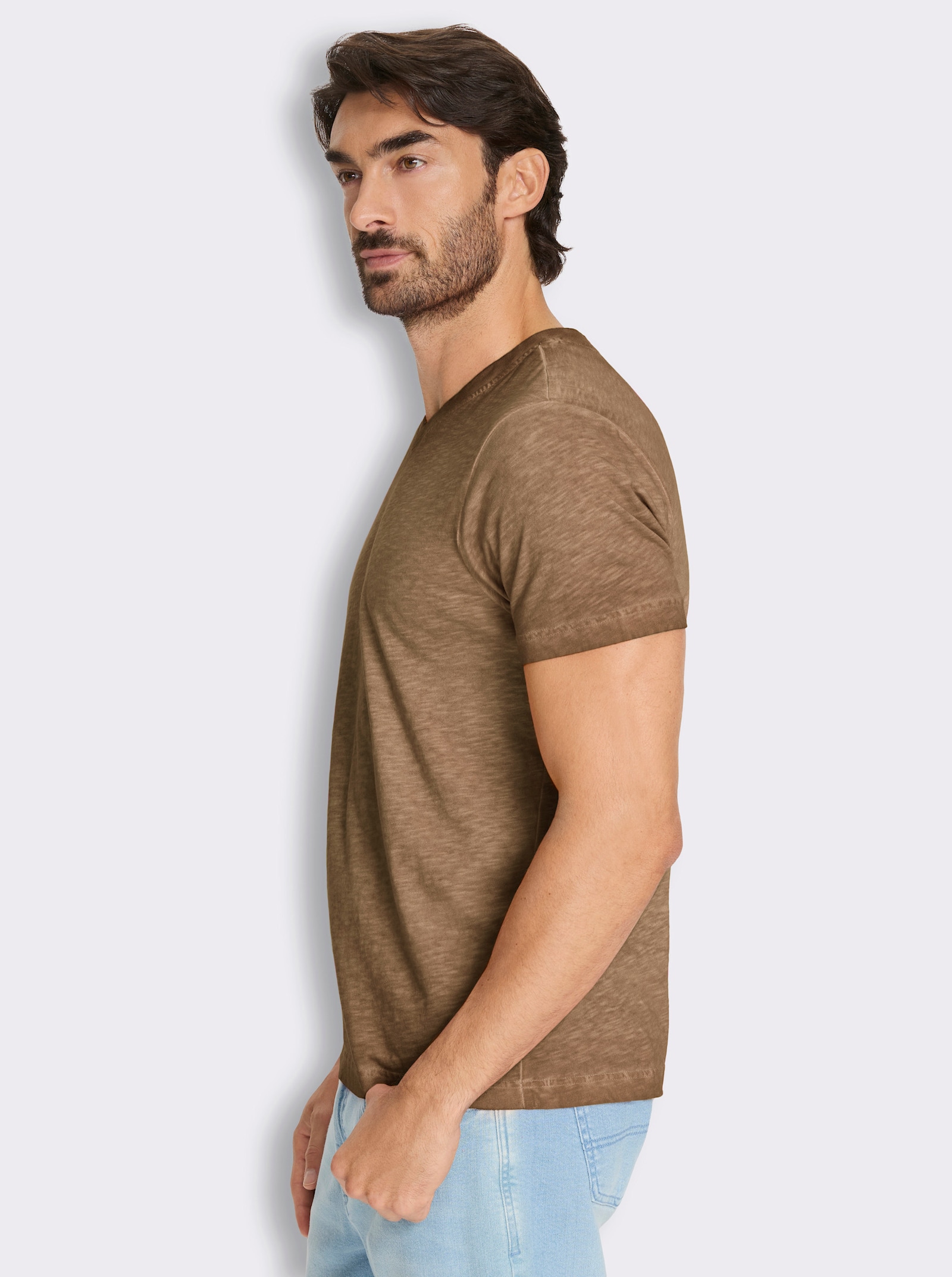 Kurzarmshirt aus reiner Baumwolle - braun