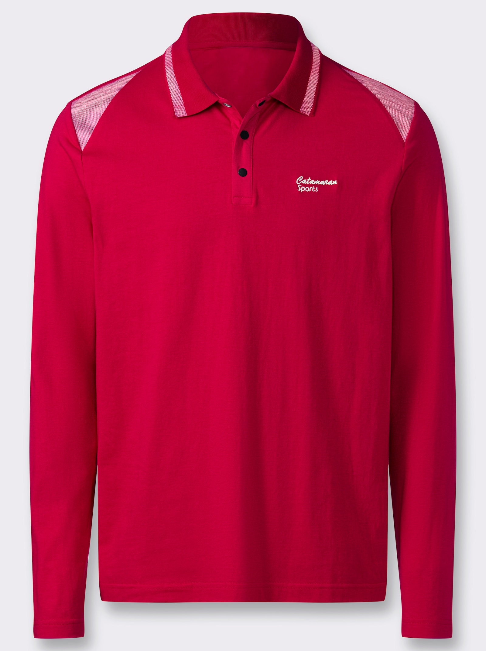 Catamaran Sports Langarm-Poloshirt mit Jacquard-Einsätzen - rot