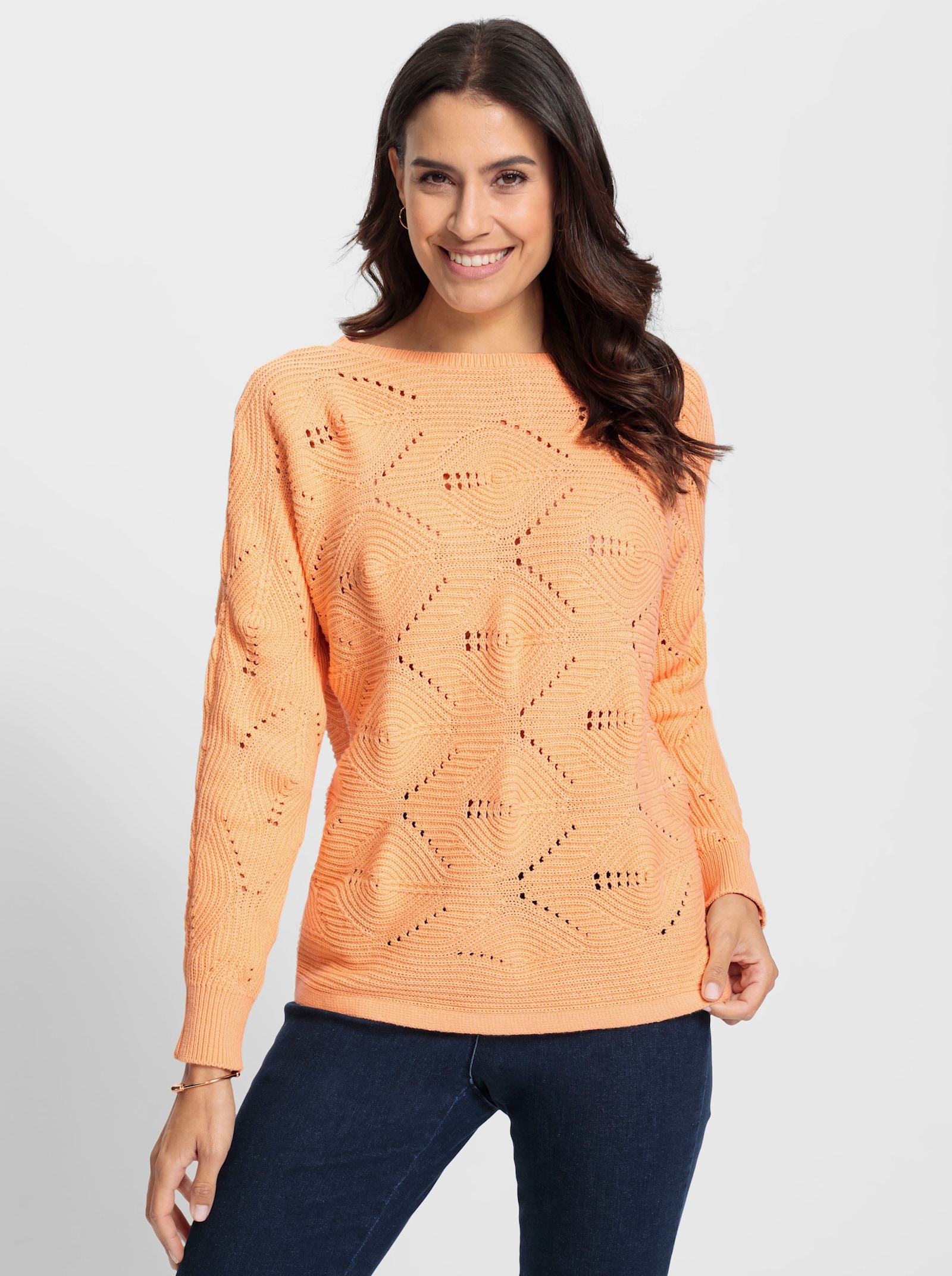 Vleermuistrui in golvende riblook - apricot