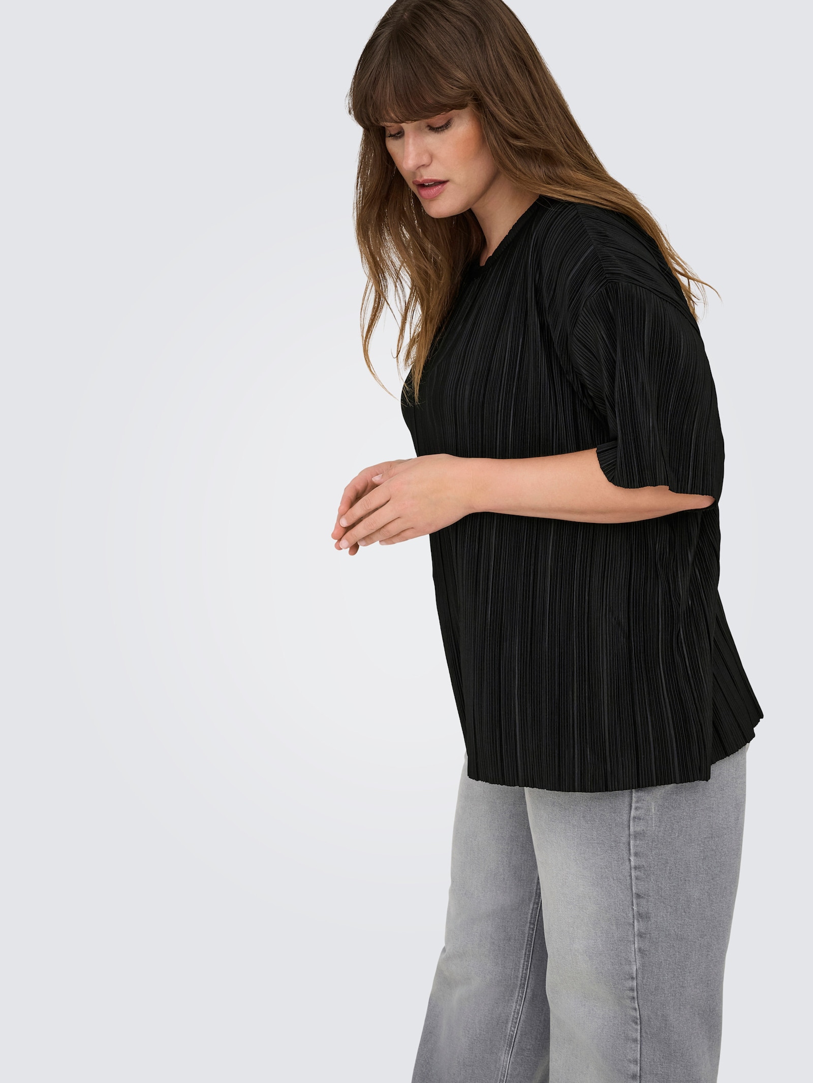 ONLY CARMAKOMA Plisseeshirt - black