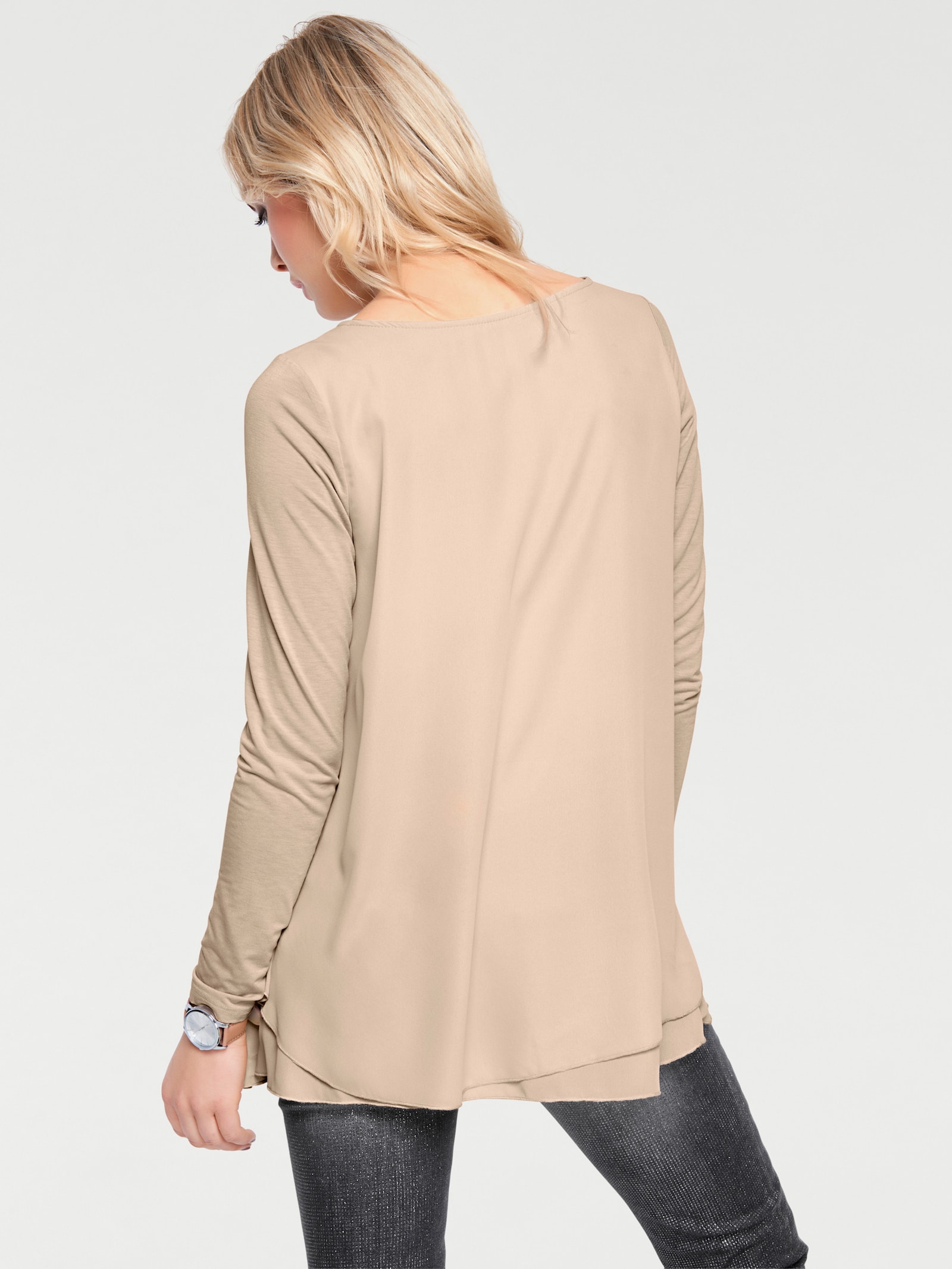 heine Langarmshirt in 2-in-1-Optik - puder