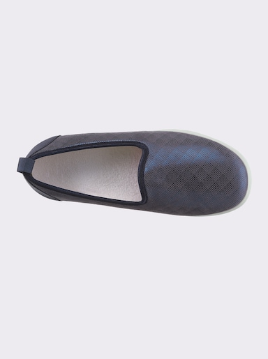 airsoft comfort+ Slipper aus Stretch-Material - marine-kariert