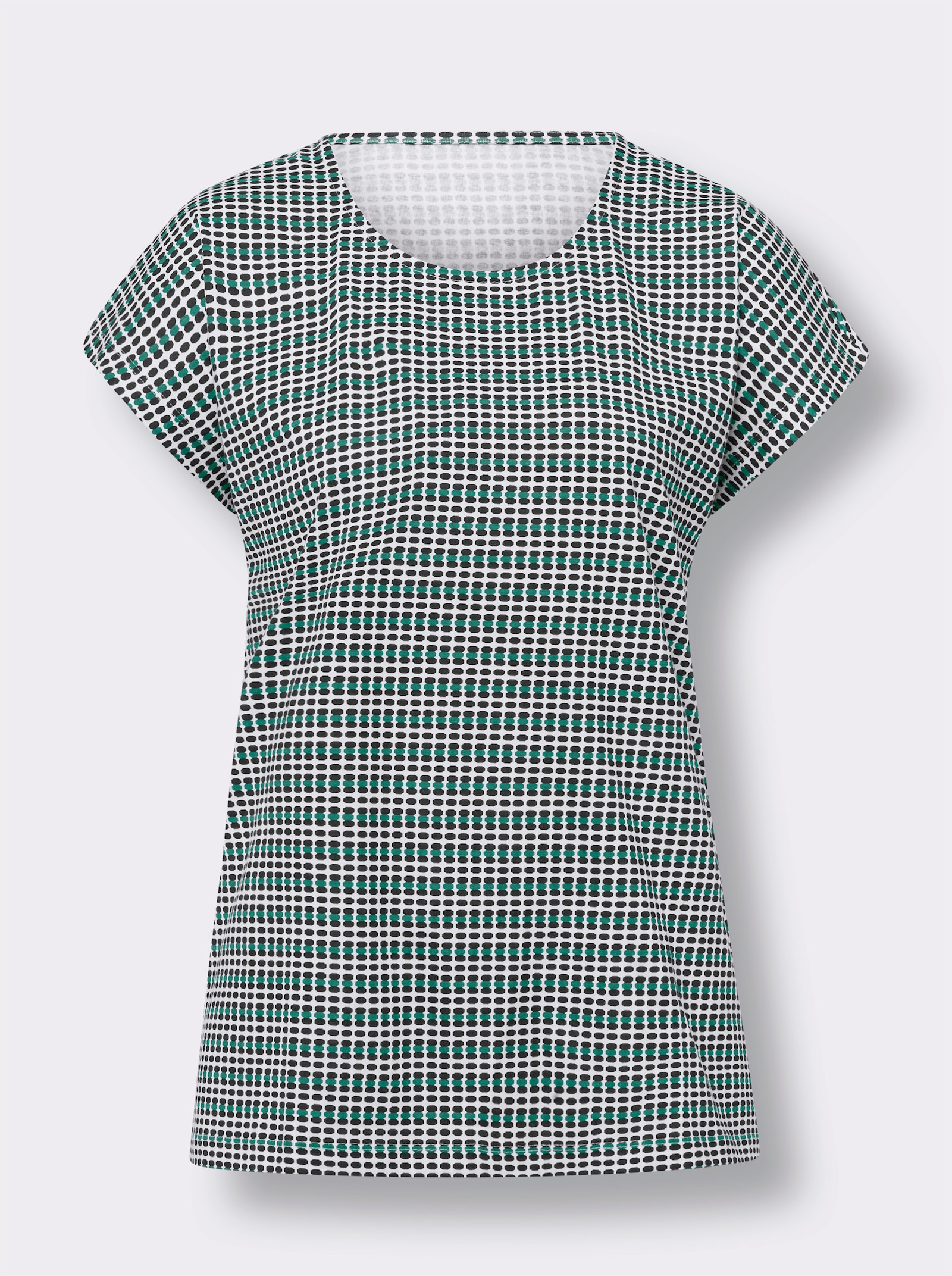 Shirt met ronde hals in goed te combineren dessin - marine-smaragdgroen geprint