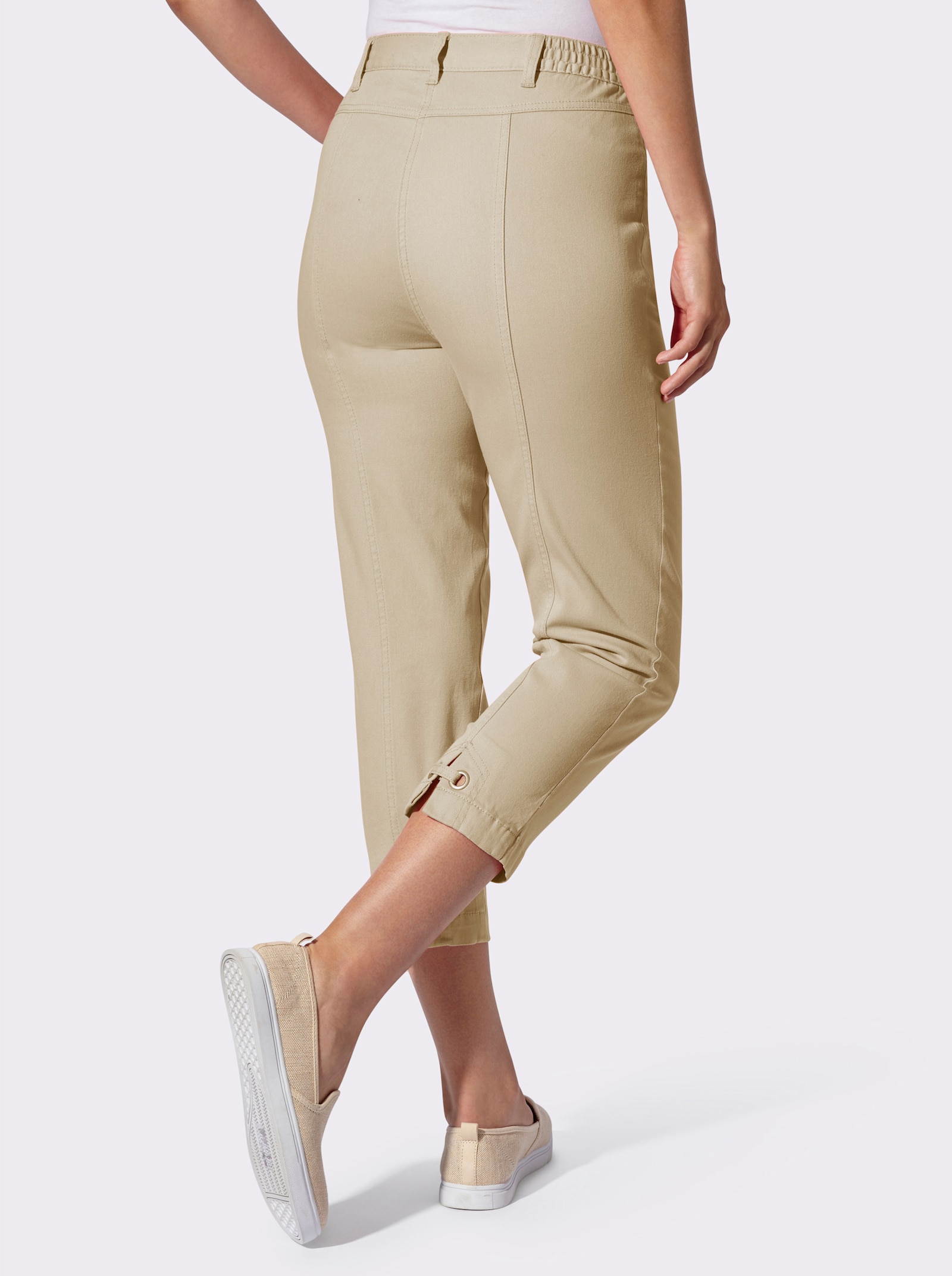 7/8-Jeans mit dekorativem Beinabschluss - sand