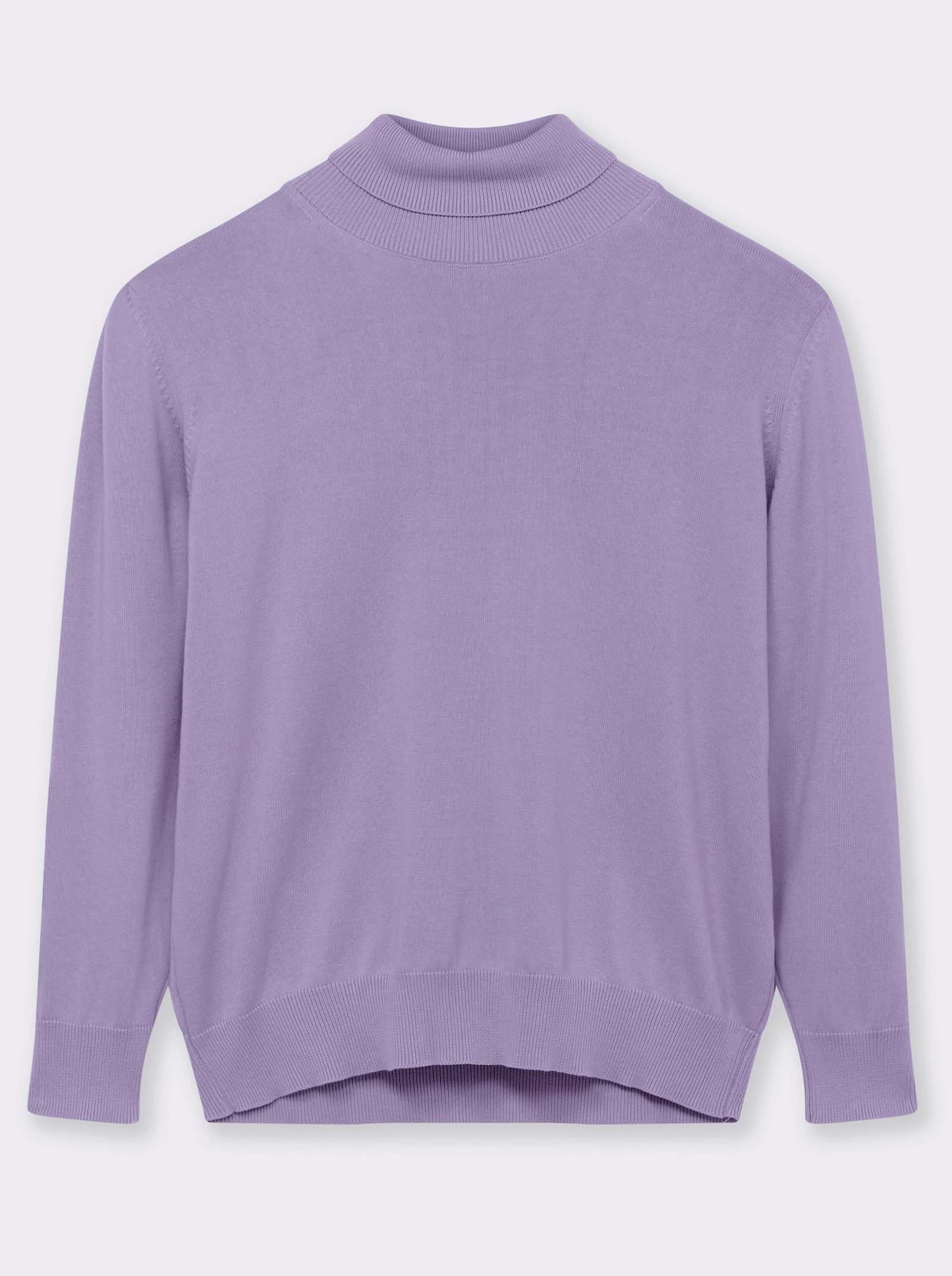 Rollkragenpullover aus reiner Baumwolle - flieder