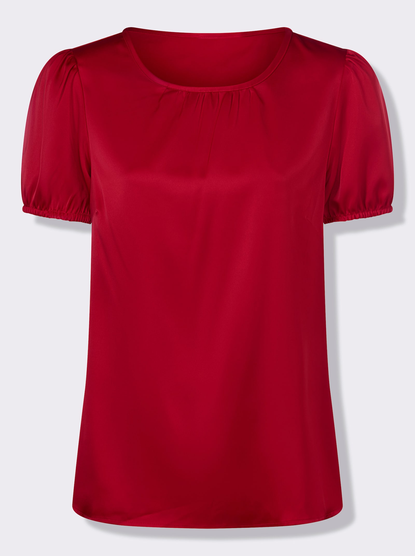 Satinbluse mit Puffärmeln - rot