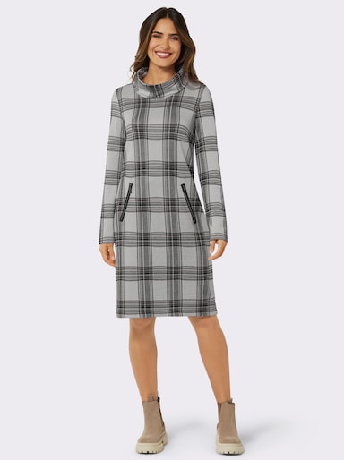 Jerseykleid im Jacquard-Karomuster - beige-kariert