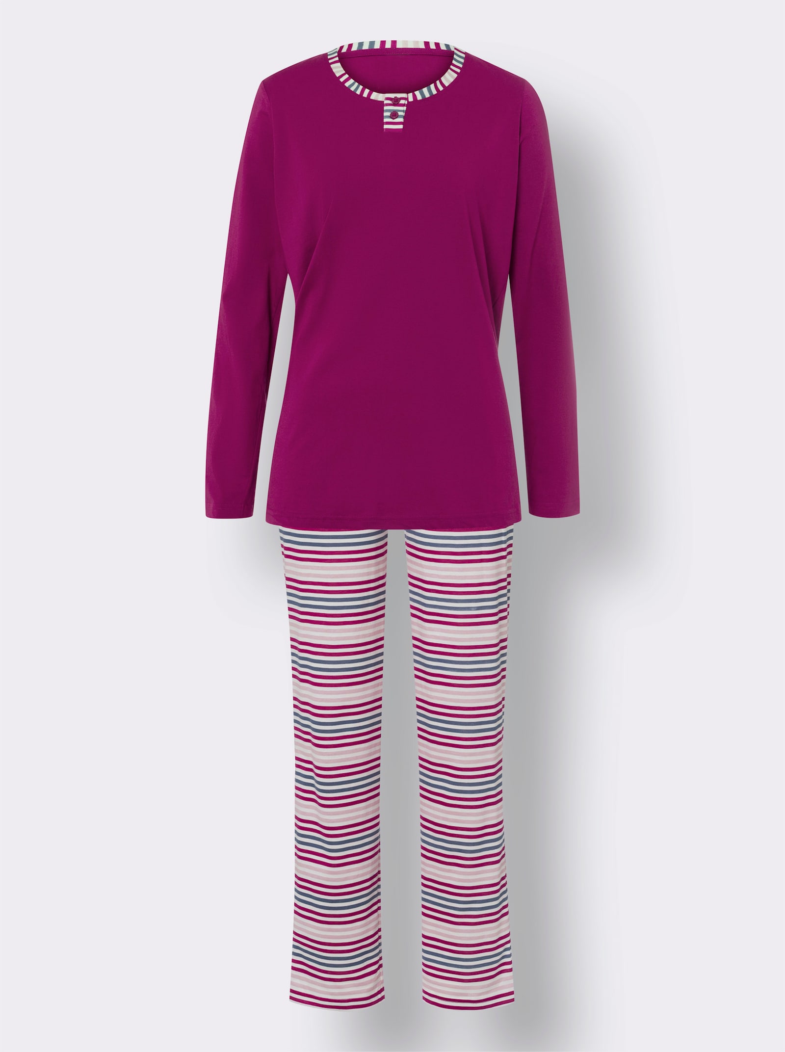 Schlafanzug mit langer Hose - malve-ecru