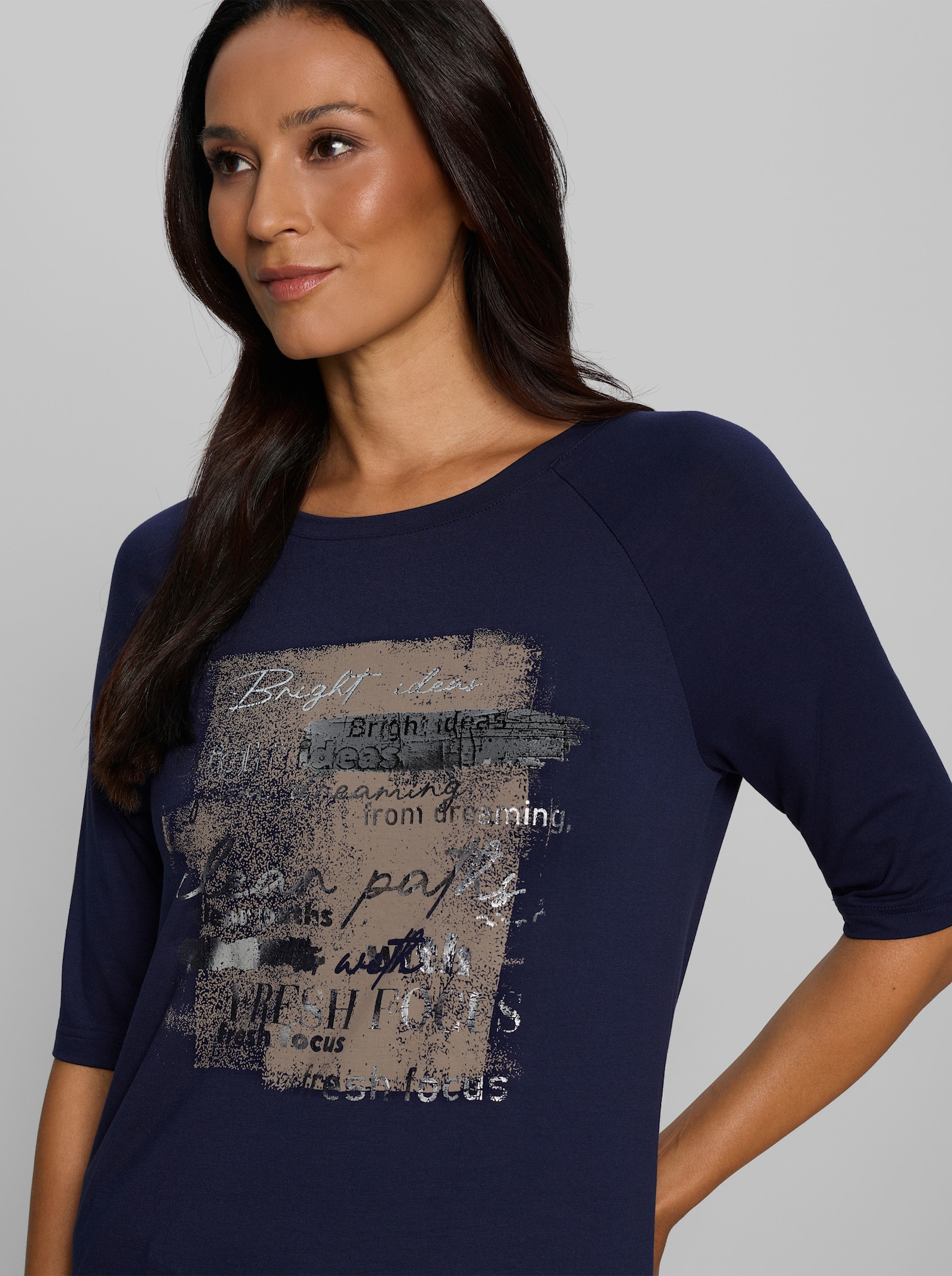 heine Kurzarmshirt mit Tunnelzug und Bindeband - marine