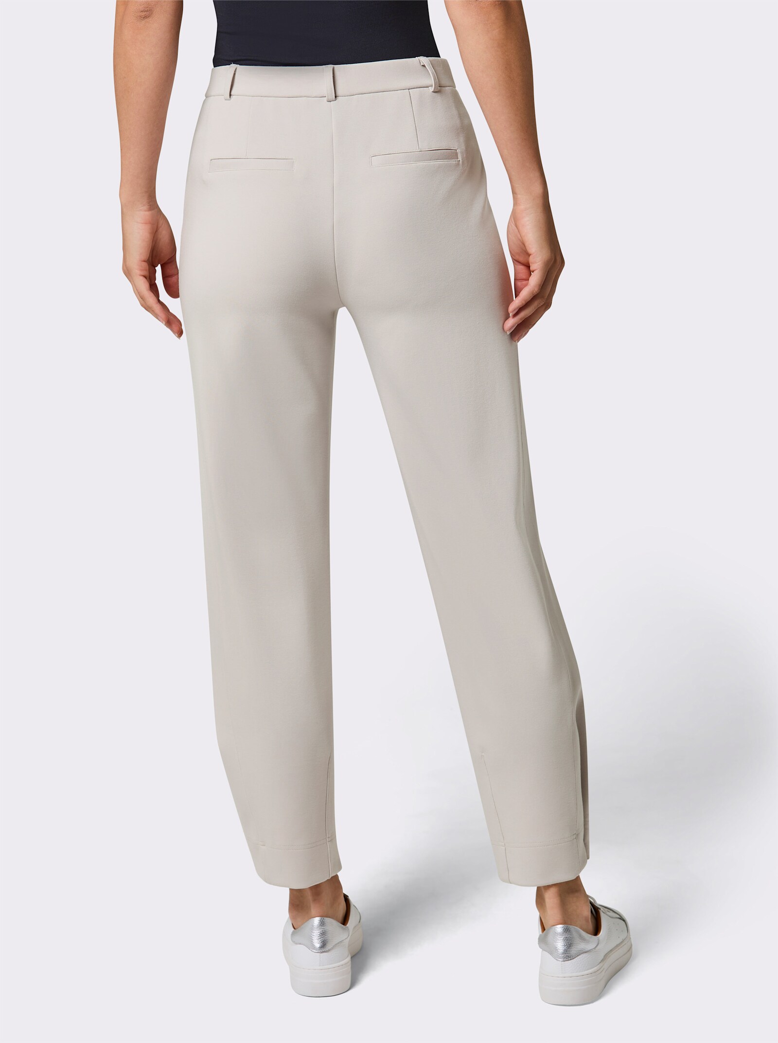 CREATION L PREMIUM Jerseyhose mit Falten am Beinabschluss - hellgrau