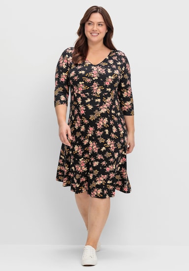 sheego by Joe Browns Jerseykleid - schwarz-gemustert