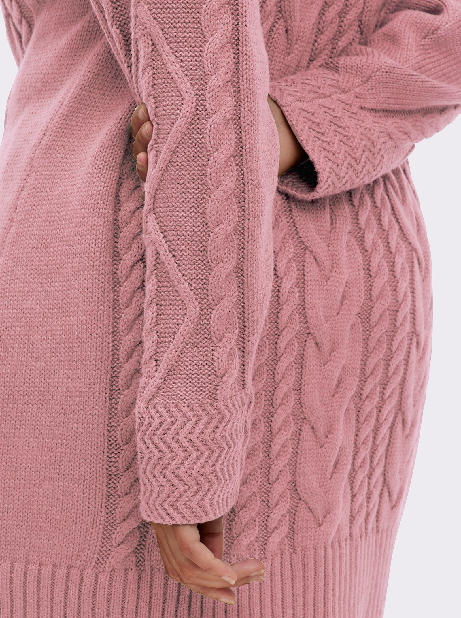 Longstrickjacke mit Einstrickmuster - hortensie