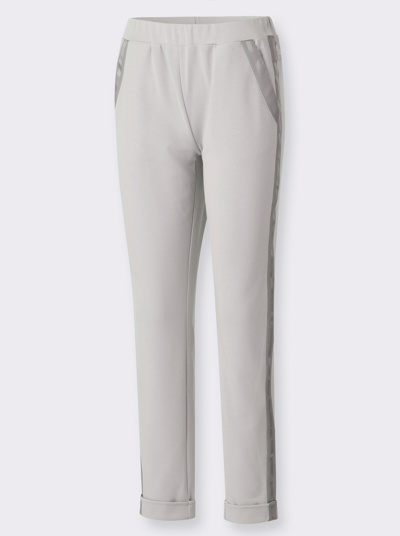 Jogg Pants mit Ripsband-Verzierung - steingrau