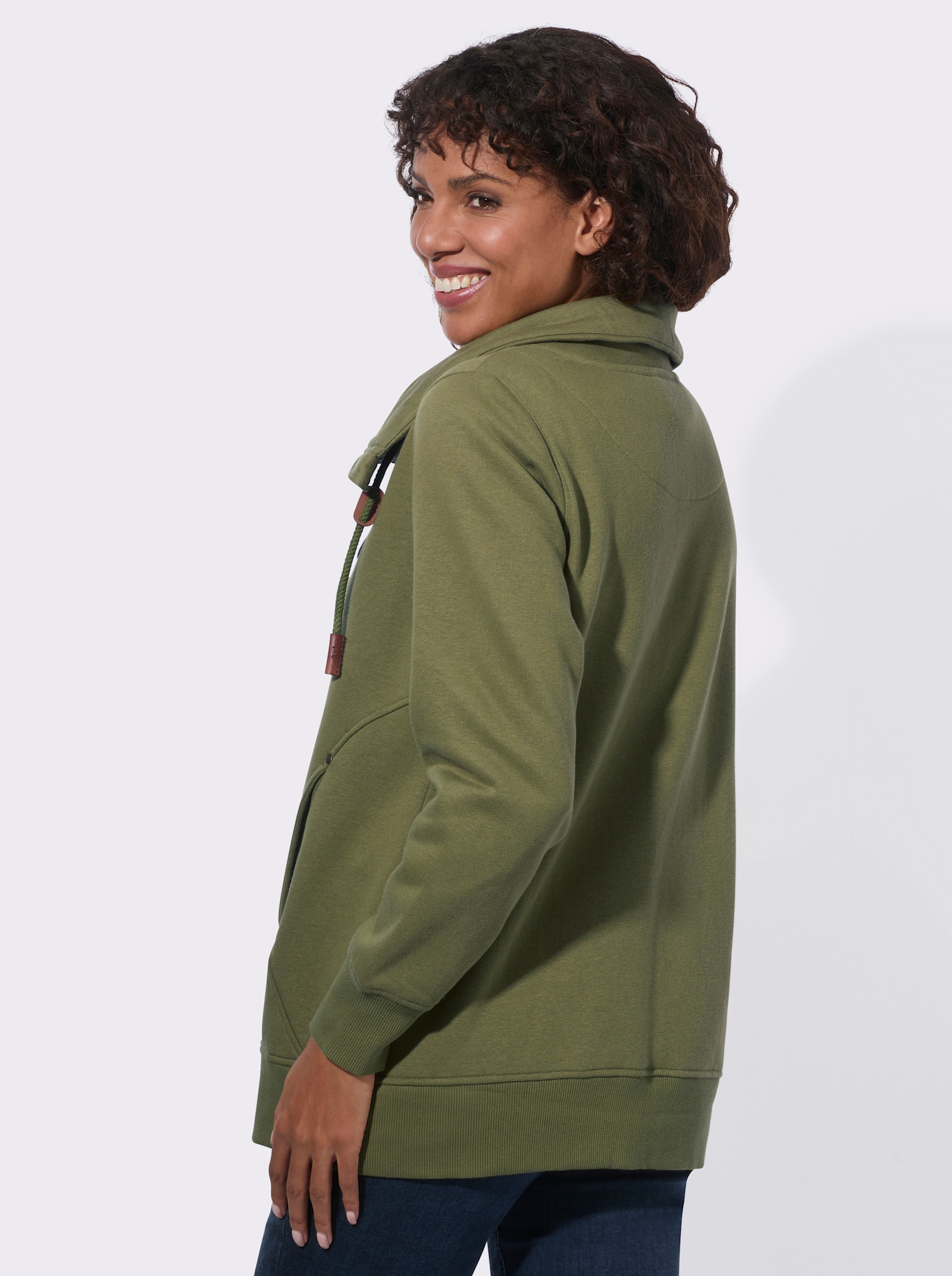Shirtjacke mit Reißverschluss - oliv