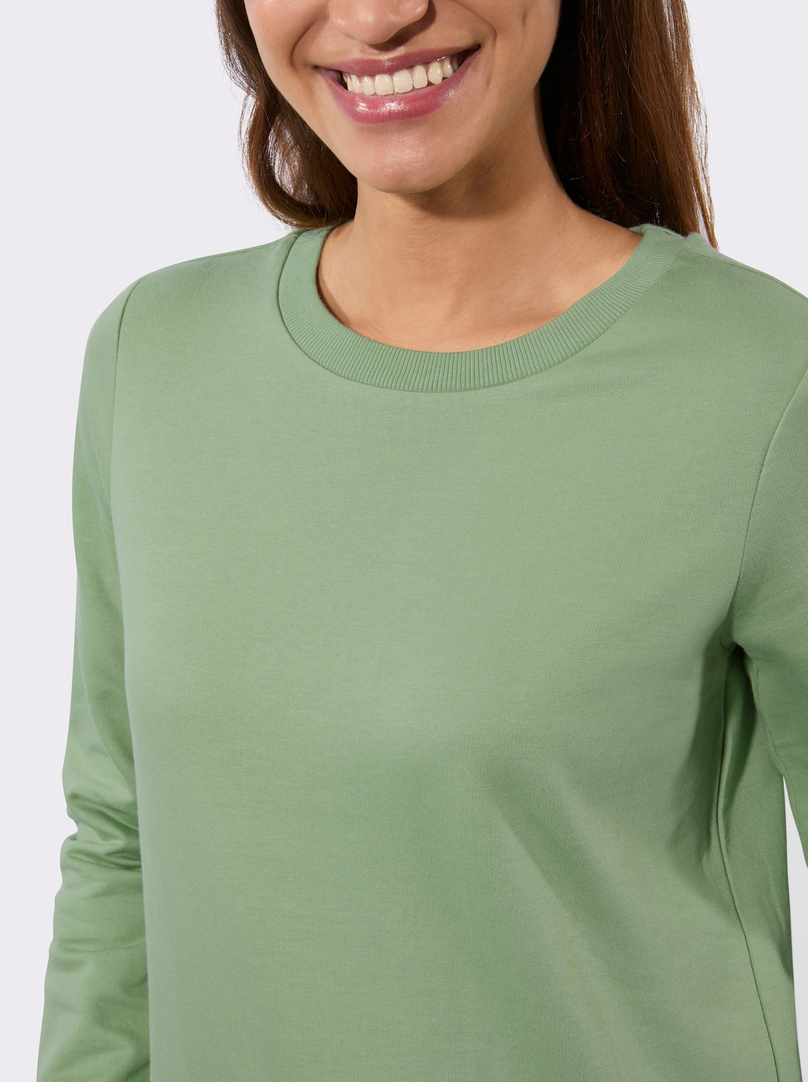 Sweatshirt mit Ripp-Abschlüssen - eucalyptus