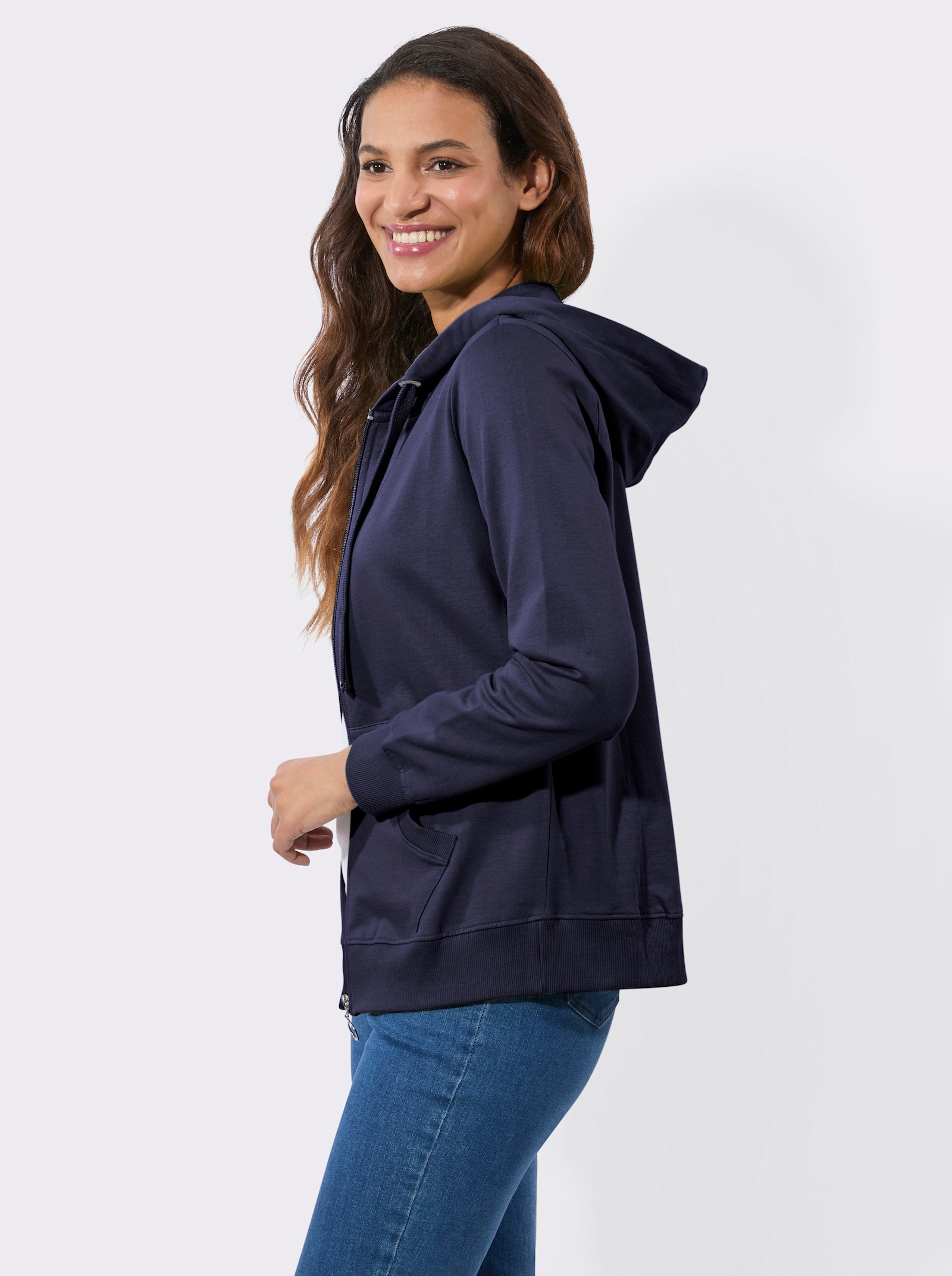 Sweatjacke mit Känguru-Taschen - marine