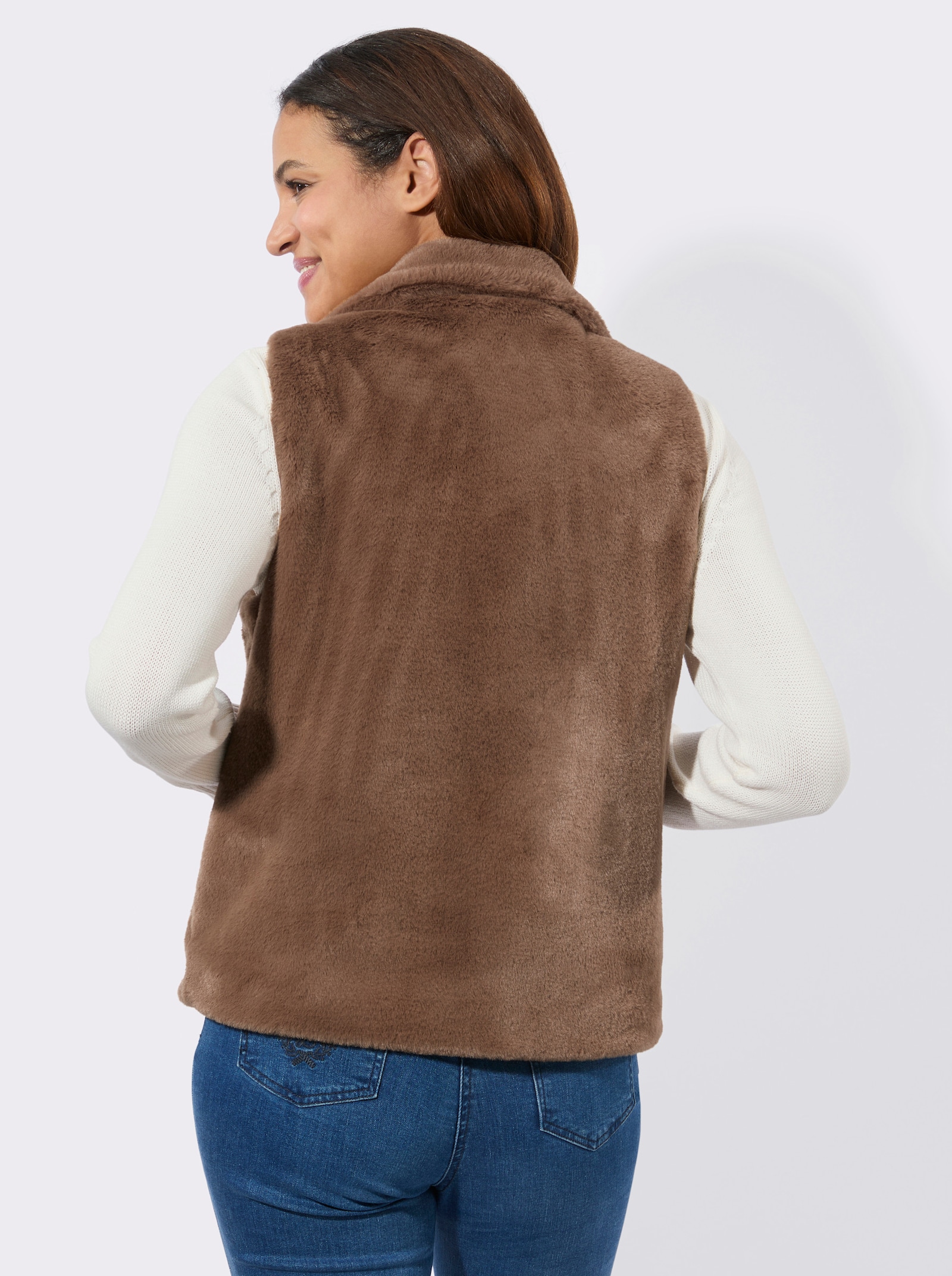 Fellimitatweste mit Futter - braun