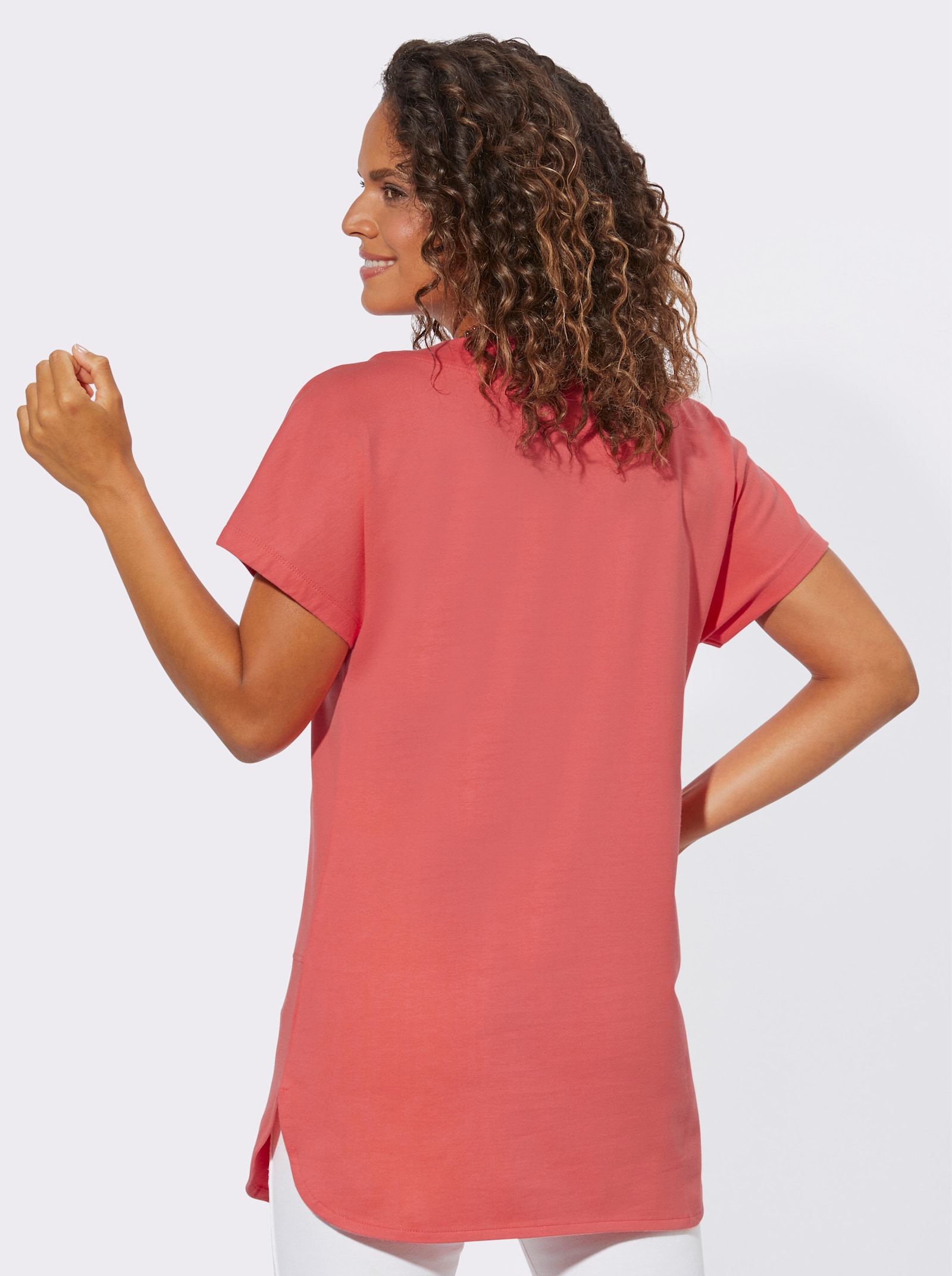 Longshirt in Sweat-Qualität - koralle