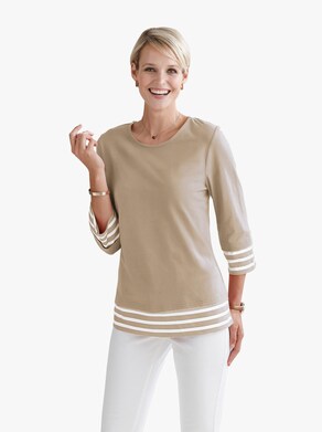 Shirt - beige-weiß-gemustert