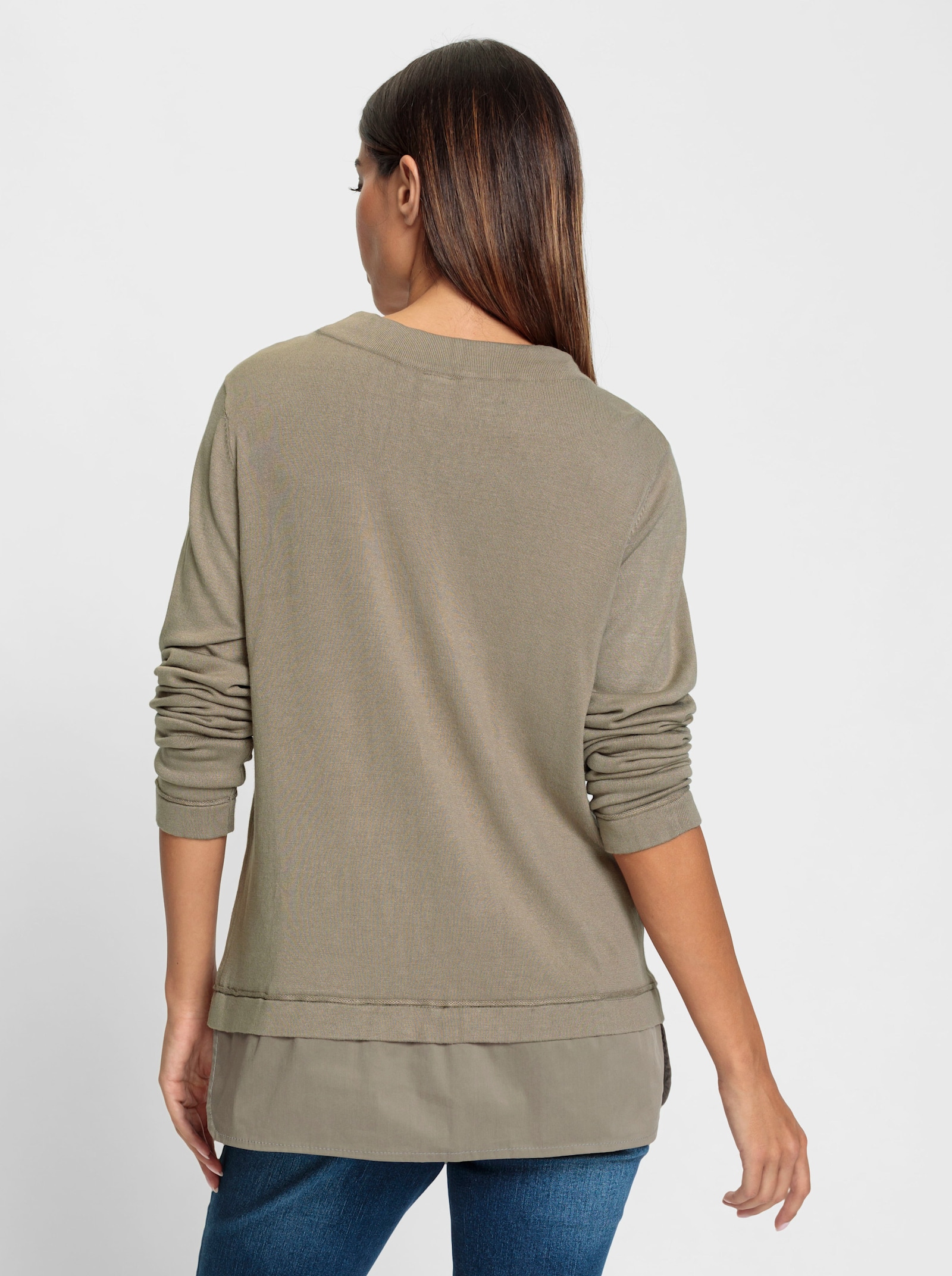 heine 2-in-1-Pullover im Lagenlook - schlamm