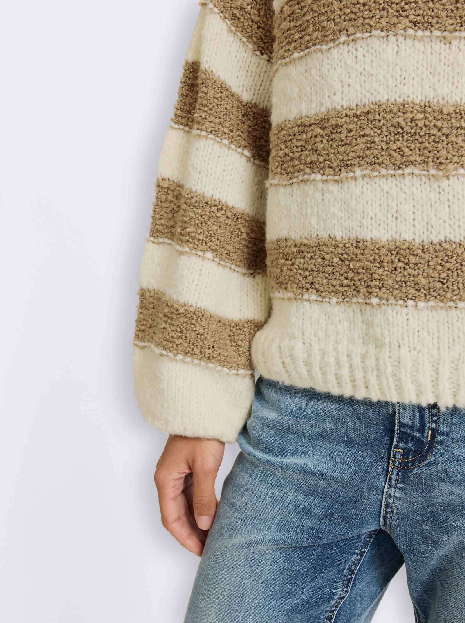 heine Pullover - champagner-braun-gestreift