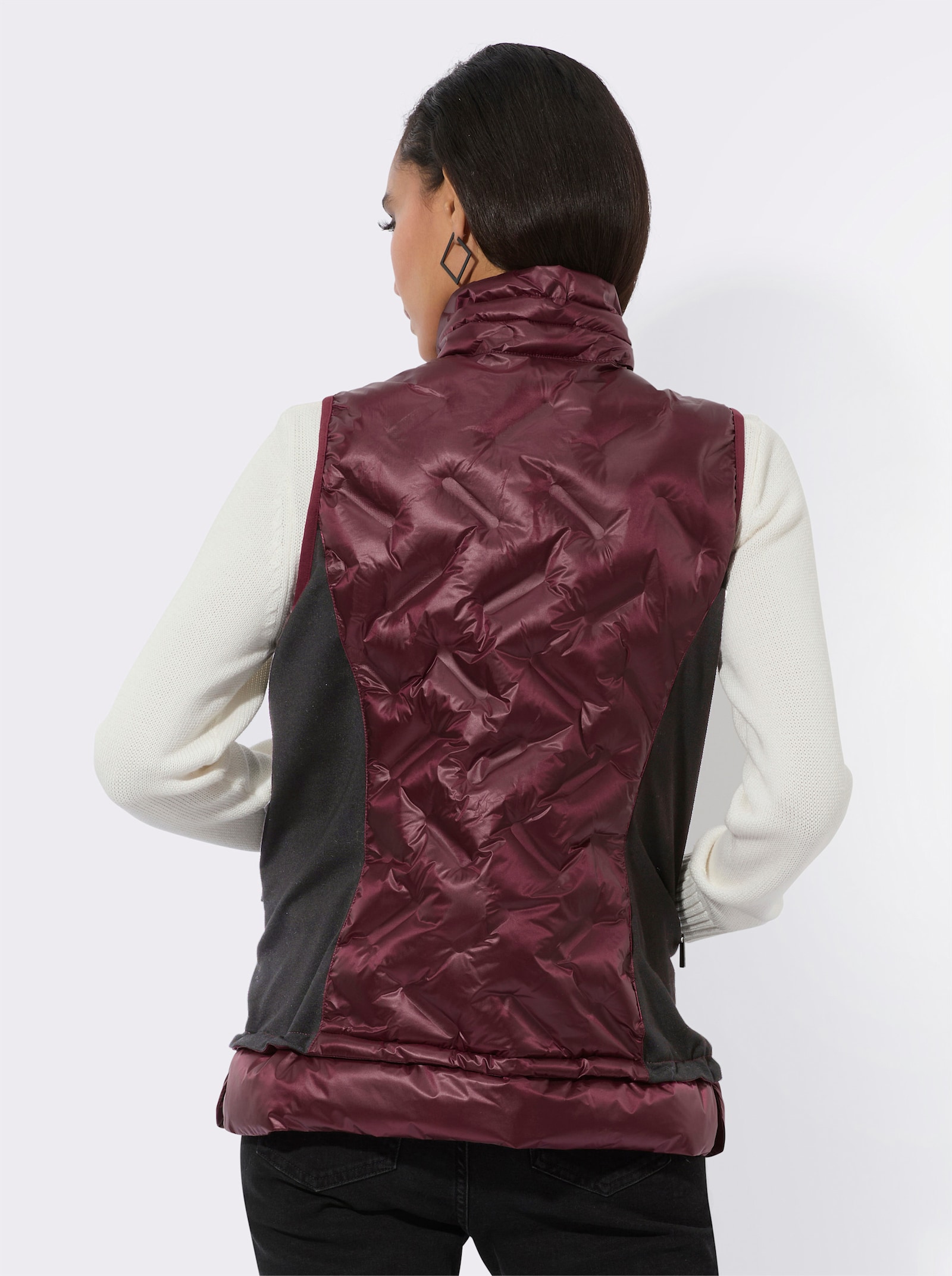 Steppweste mit Saum in 2-in-1-Optik - burgund-graphit