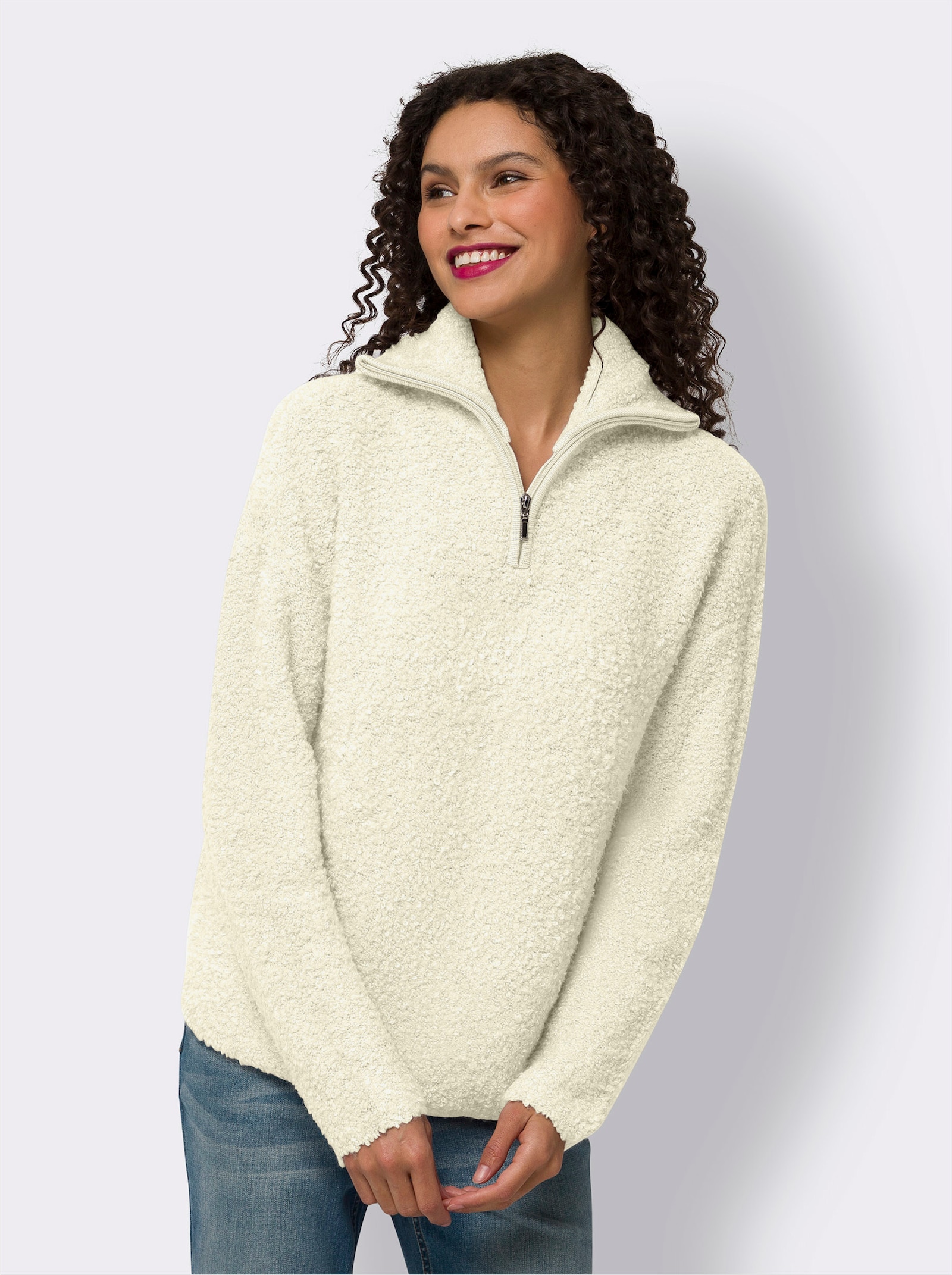 heine Pullover mit Troyerkragen - ecru