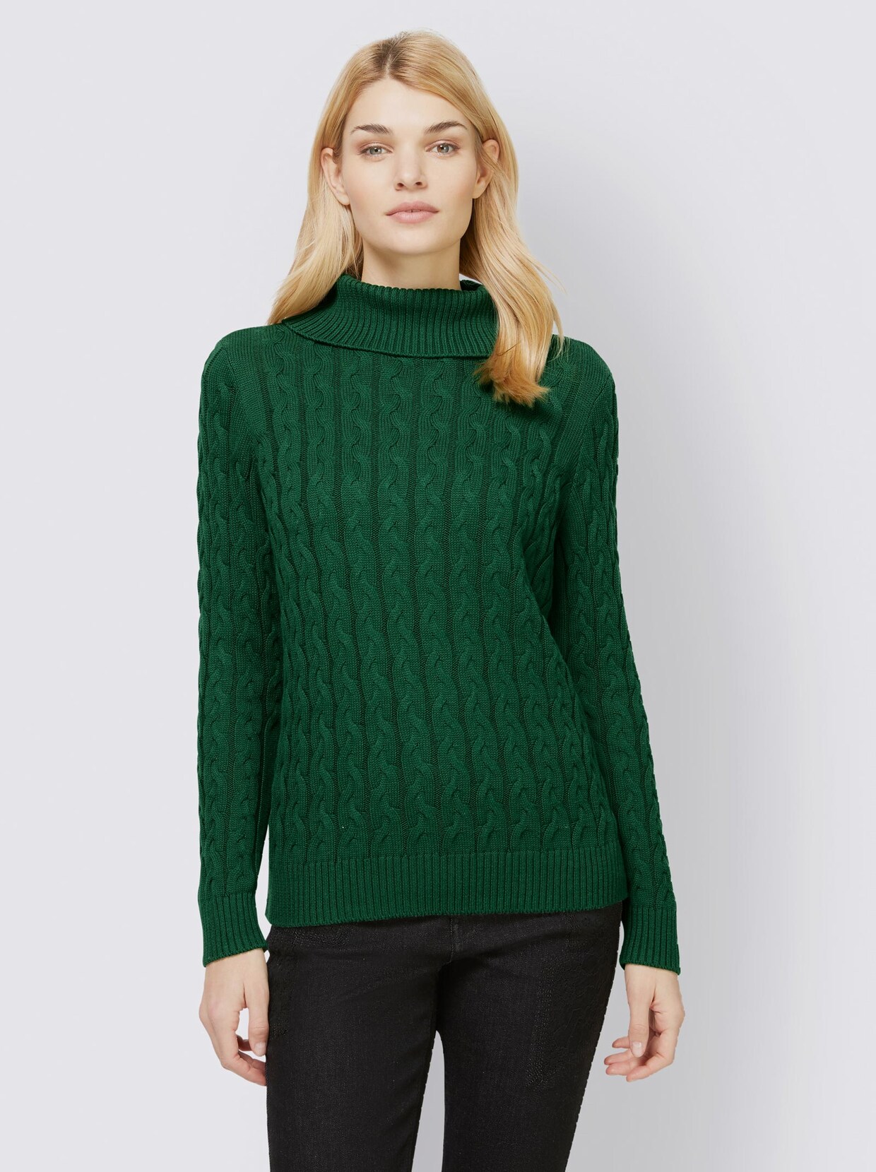 Linea Tesini Rollkragen-Pullover - moos