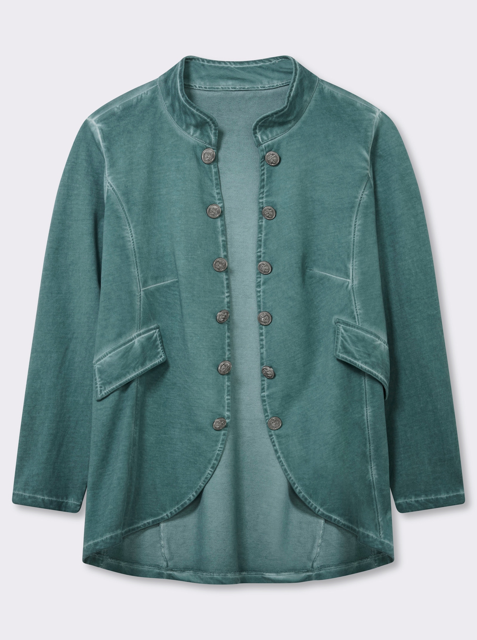 Sweatjacke in Oil-dyed-Optik - jade