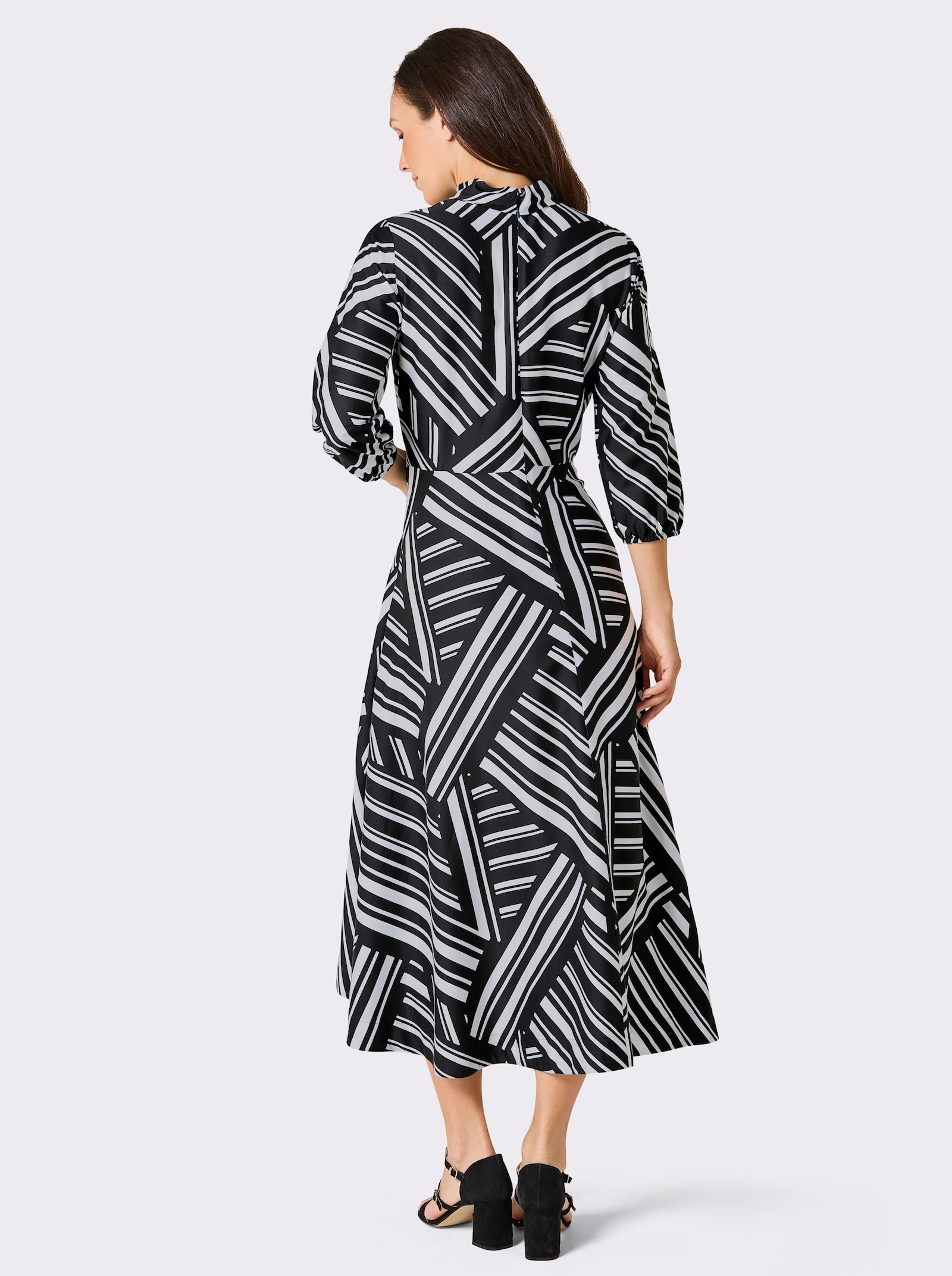 CREATION L PREMIUM Robe longue avec motif graphique - noir-écru imprimé