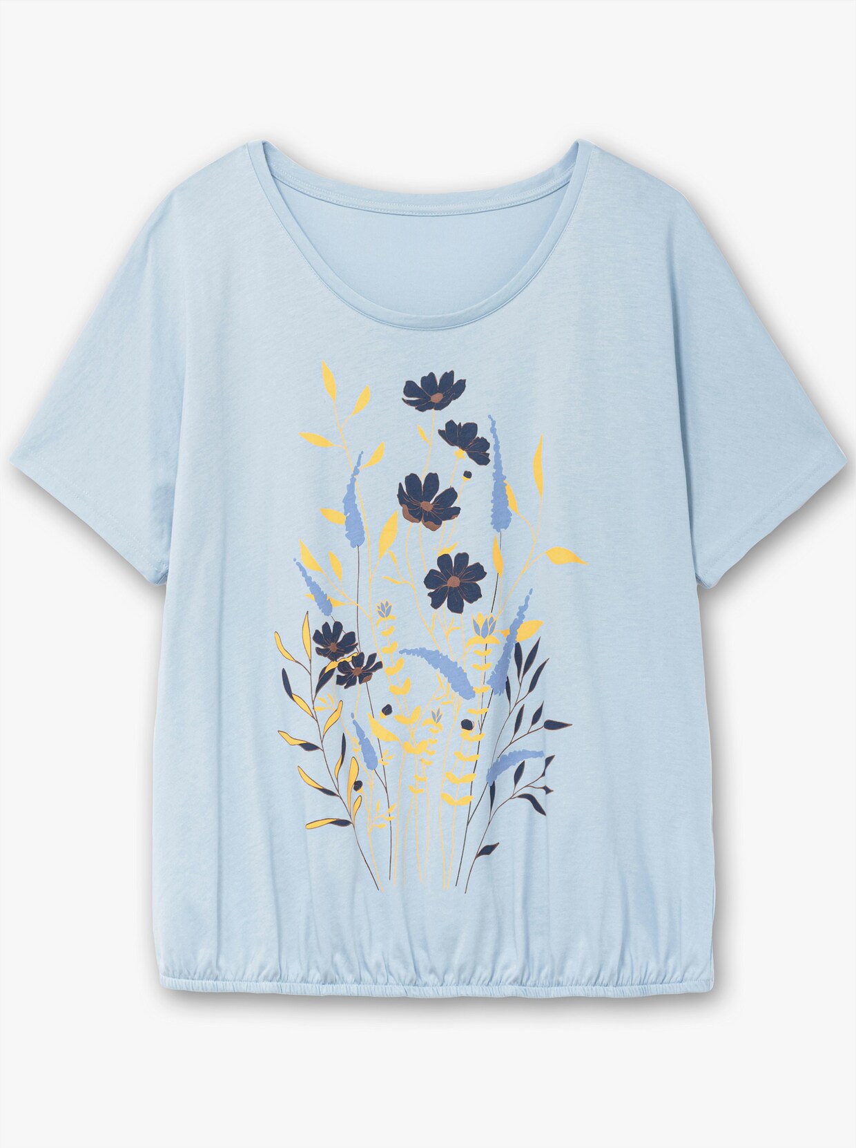 T-Shirt mit Blumen-Druck im Vorderteil - hellblau