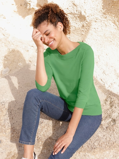 3/4 Arm-Pullover mit U-Boot-Ausschnitt - apfel